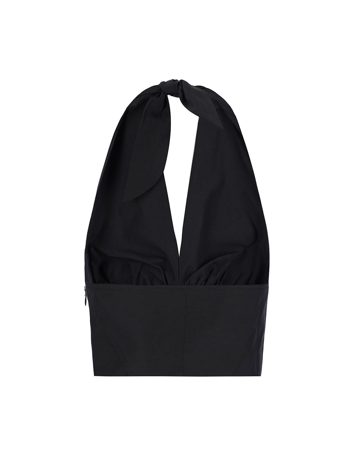 The Andamane Halterneck Sleeves Ruched Detailing In Black