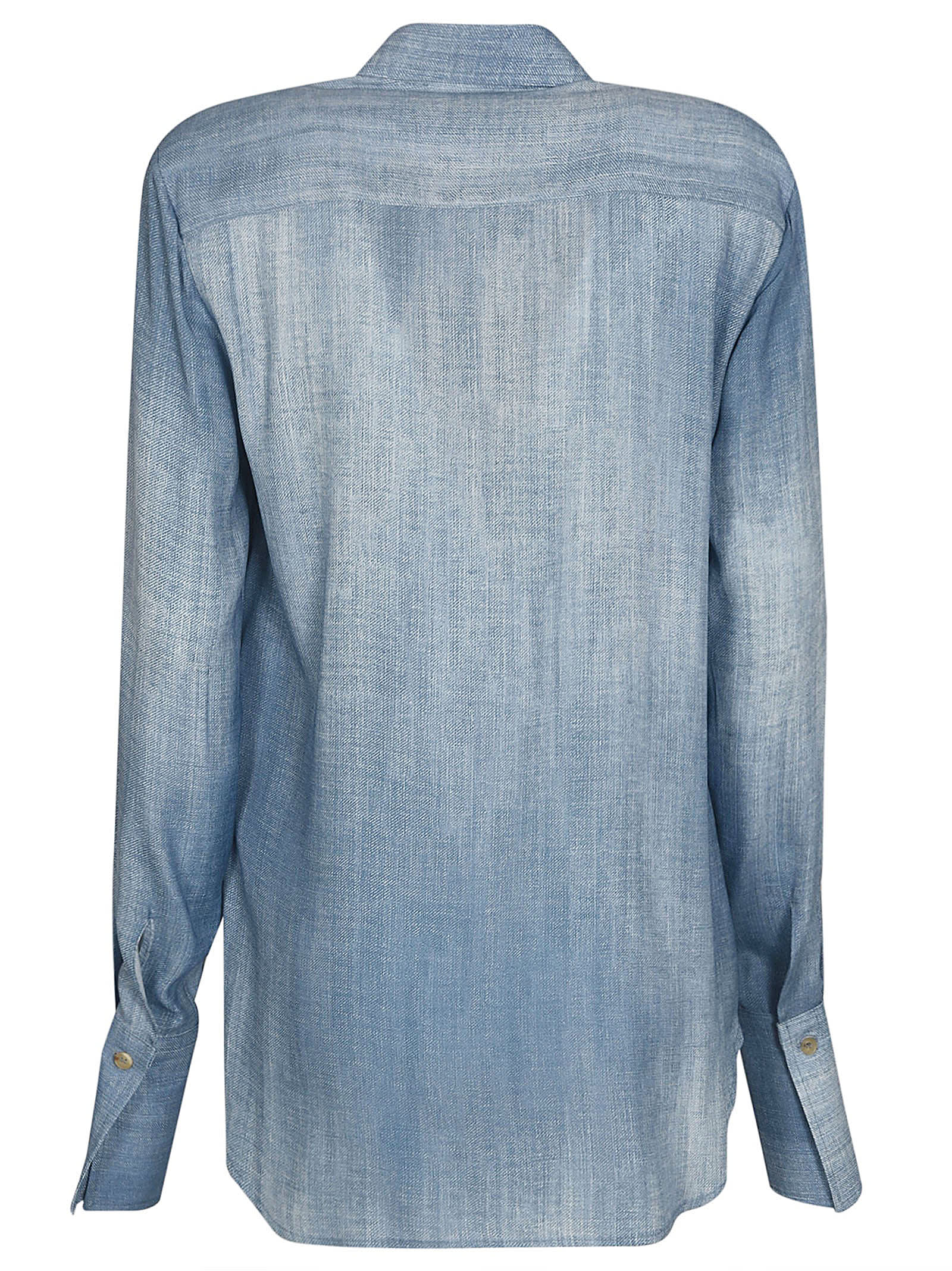 Shop Ermanno Scervino Denim Buttoned Shirt In Azzurro