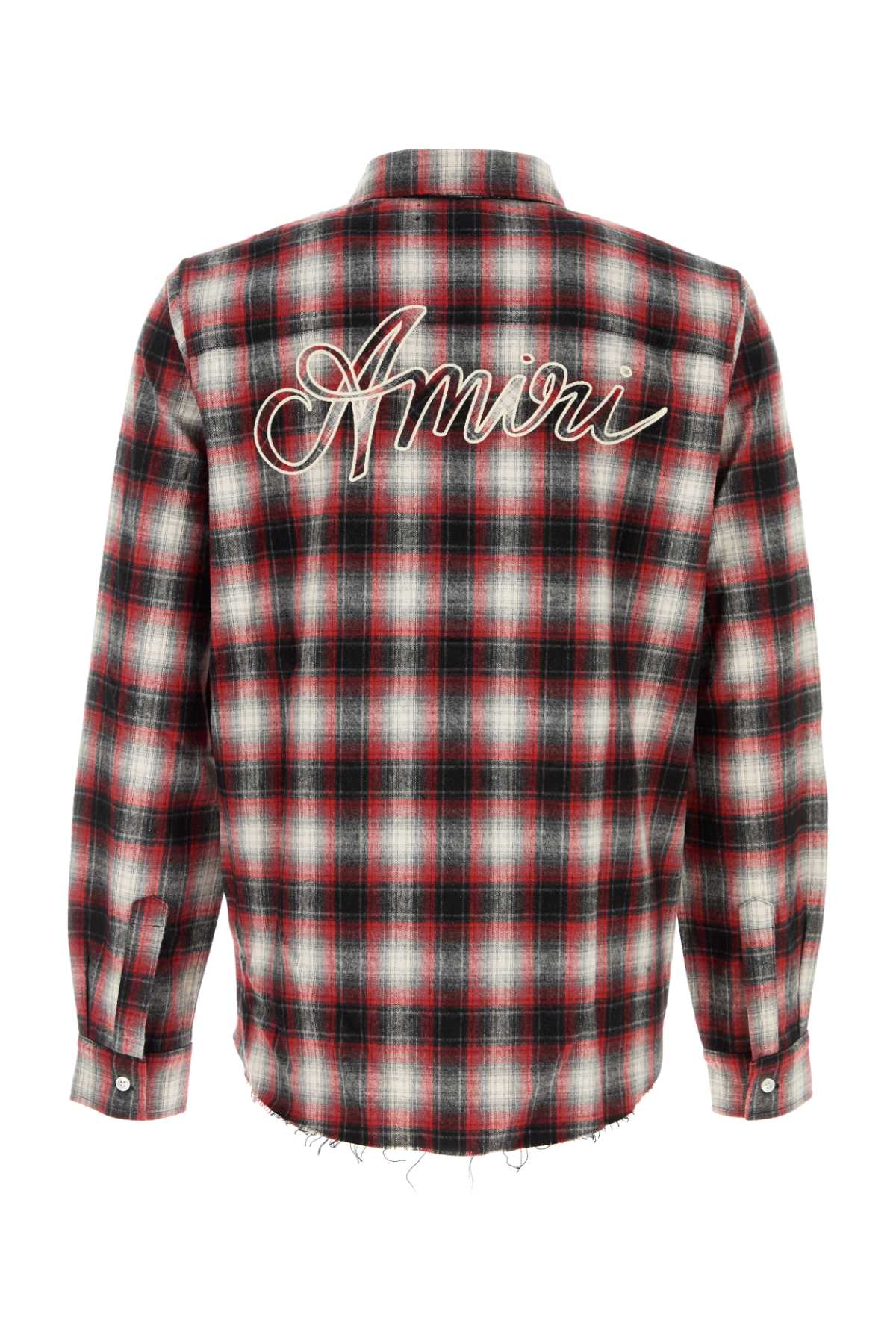 Shop Amiri Embroidered Flannel Shirt In Burgundy