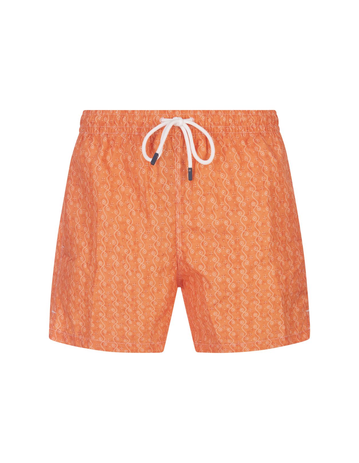 Shop Fedeli Orange Swim Shorts With Micro Pattern