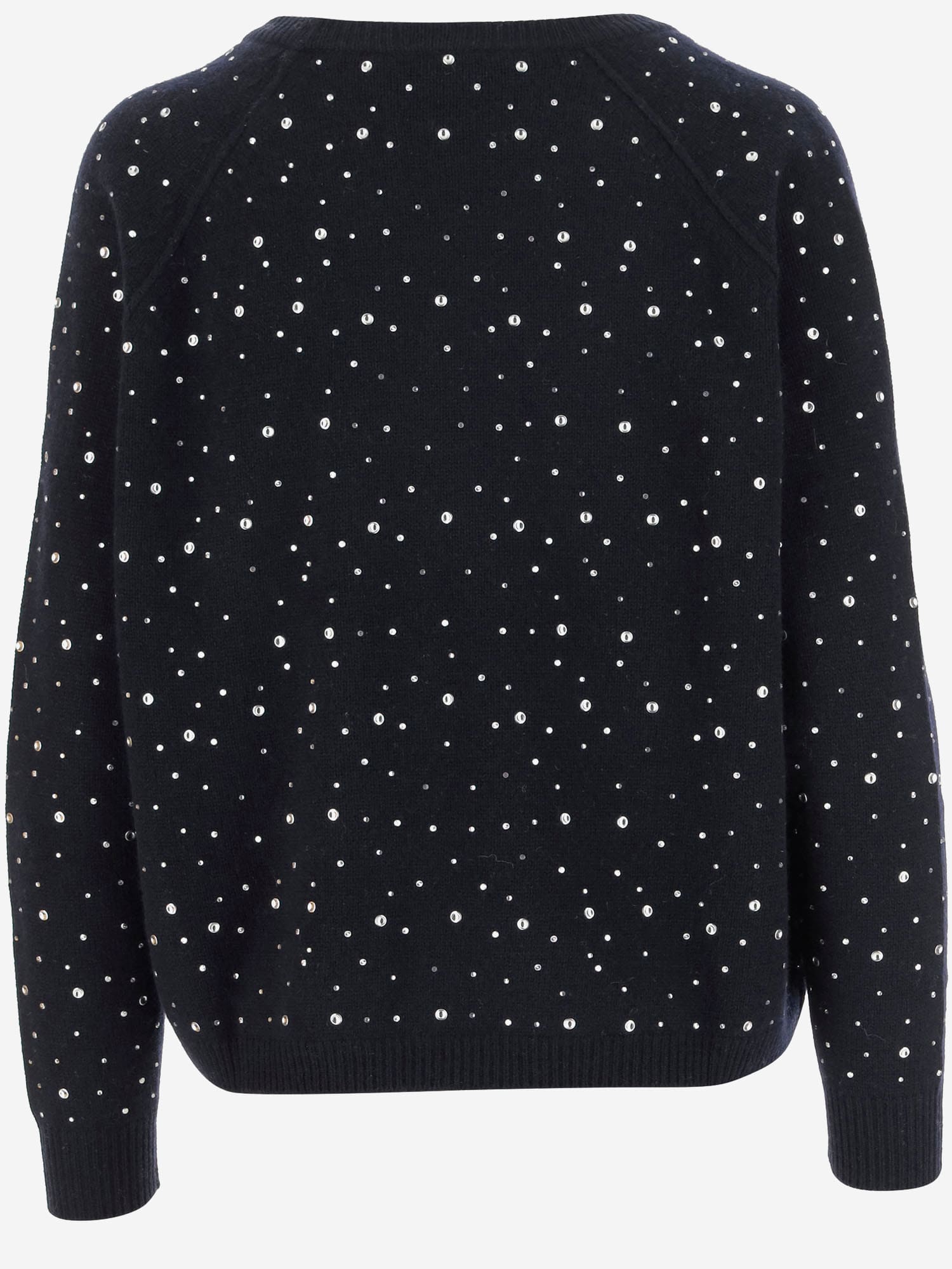 Allude Wool Blend Pullover With Rhinestones And Studs In Black