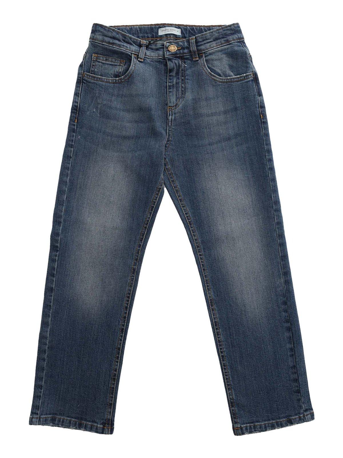 Shop Golden Goose Straight Leg Denim Jeans In Medium Blu