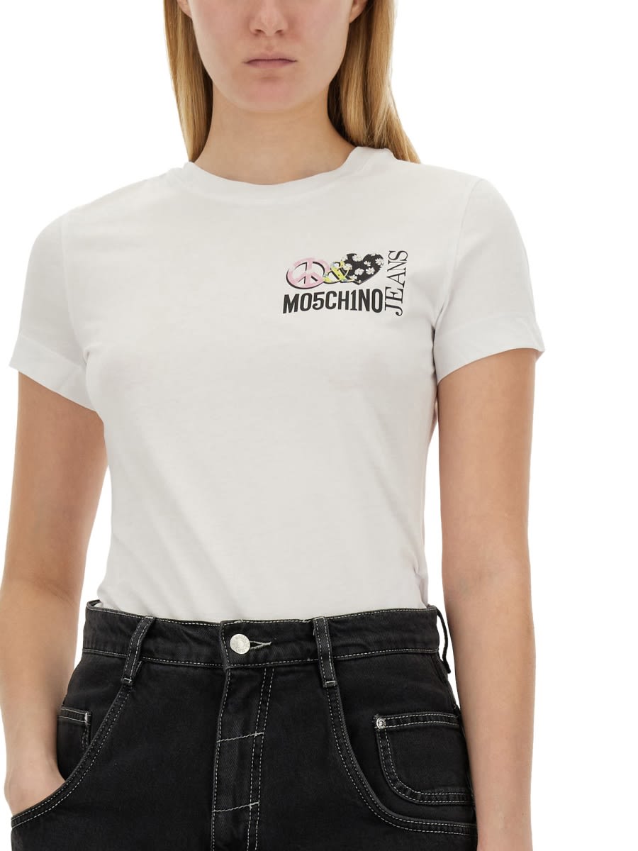 Shop M05ch1n0 Jeans T-shirt With Logo In White