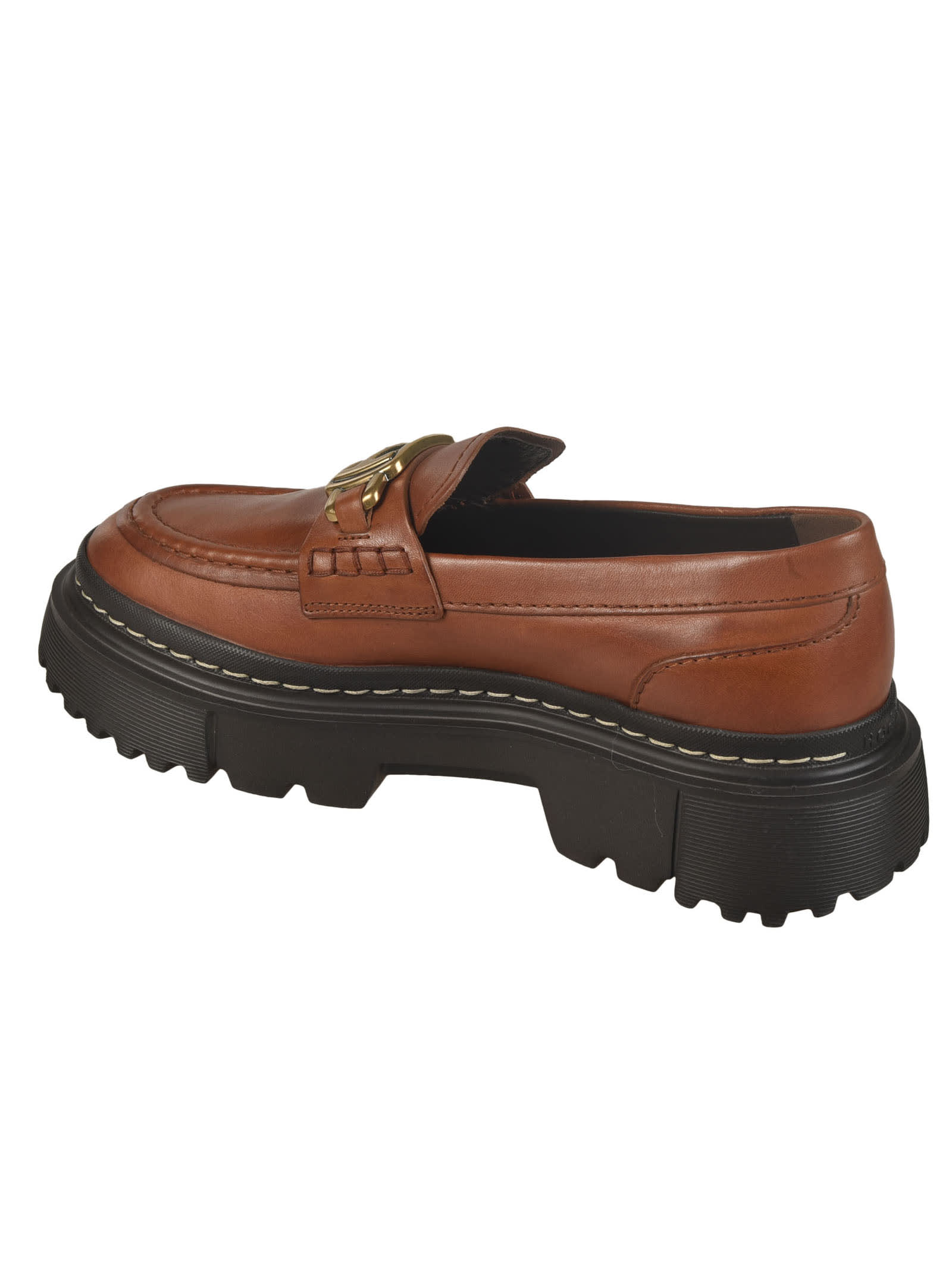 Shop Hogan H619 Slip-on Loafers In Brown