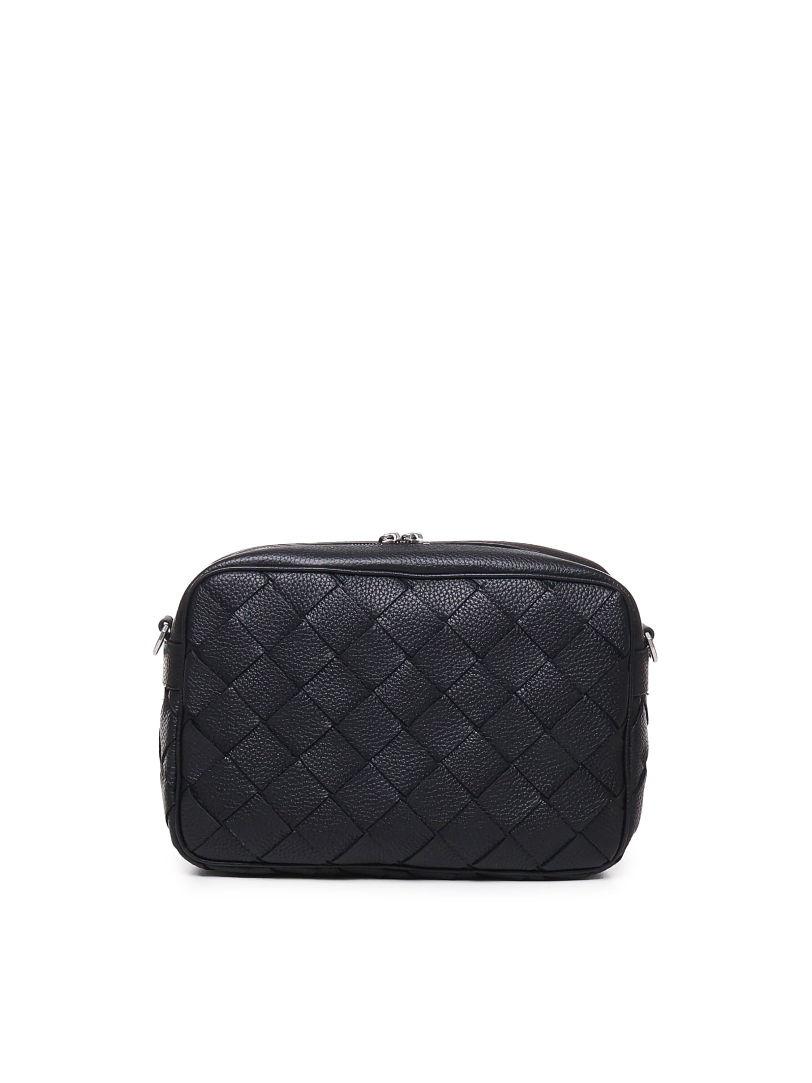 Shop Bottega Veneta Medium Camera Bag Intrecciato In Black