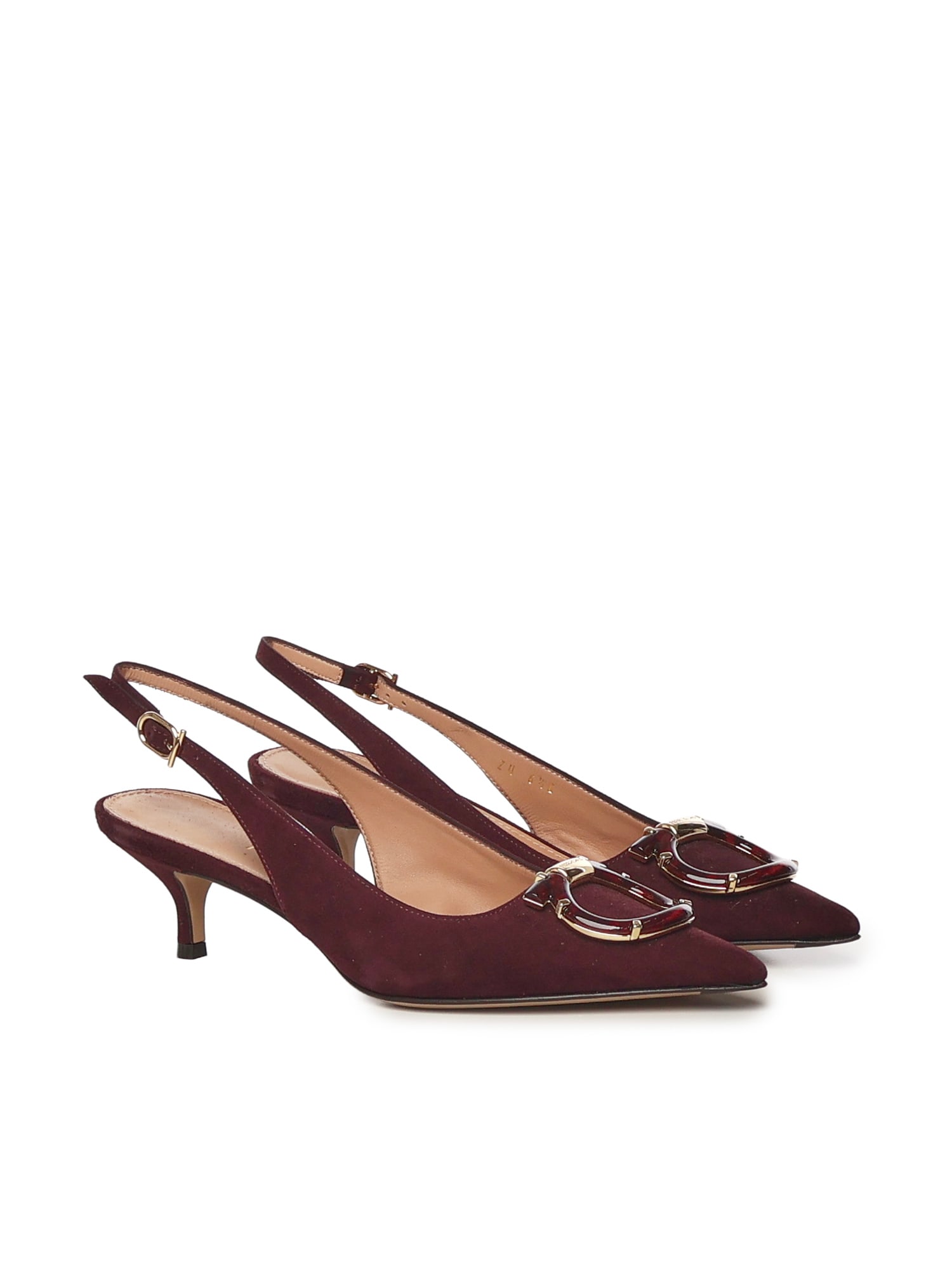 Ferragamo Leather Gancini Slingbacks In Burgundy