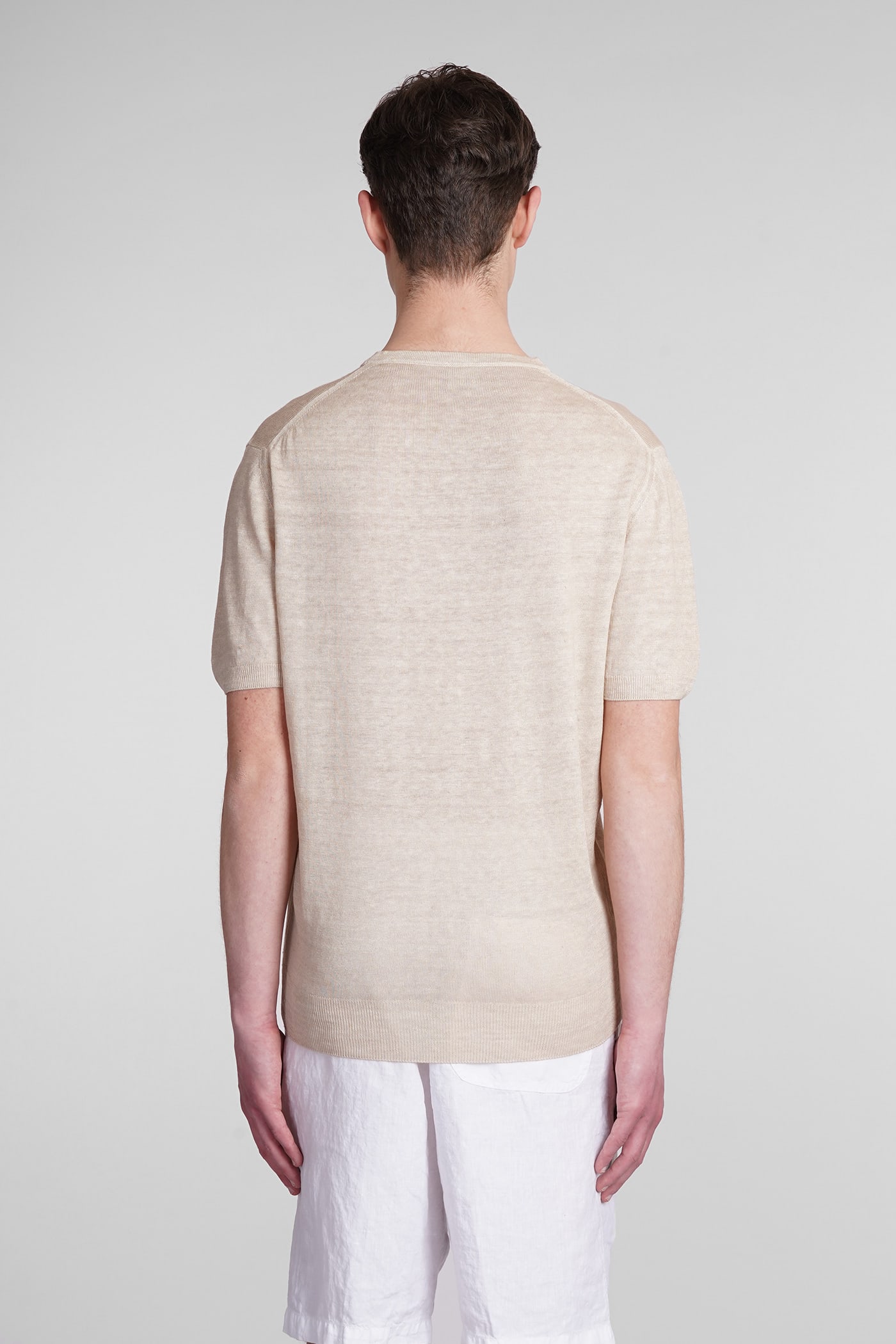 Shop 120% Lino T-shirt In Beige Linen