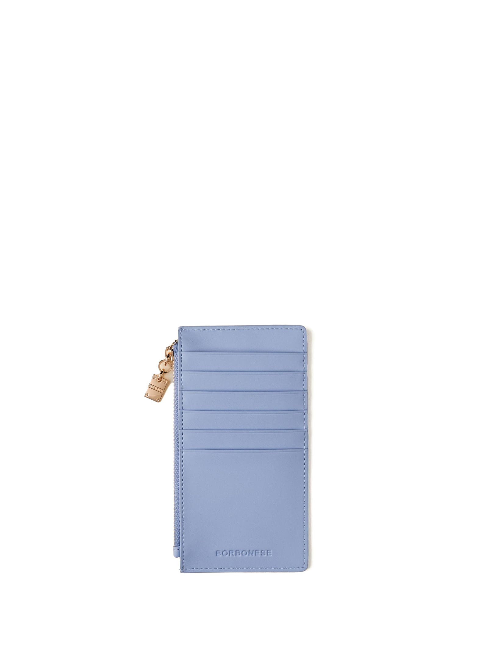 Shop Borbonese Medium Light Blue Leather Card Holder In Topazio