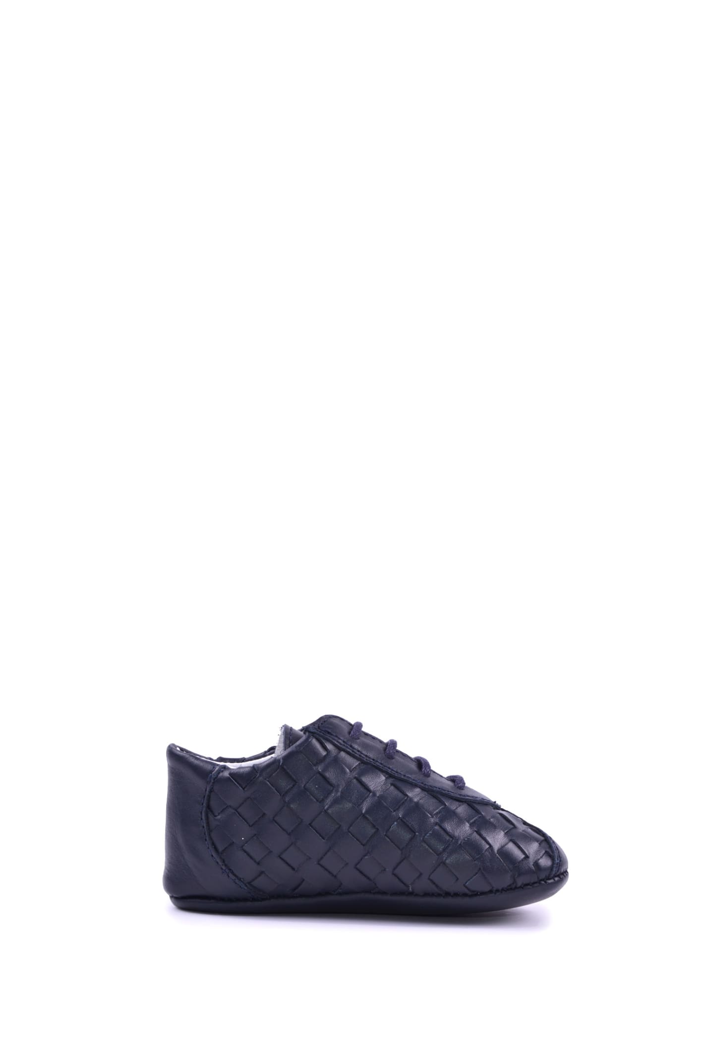 Gallucci Kids' Leather Lace-up Shoes With Woven Effect In Blue