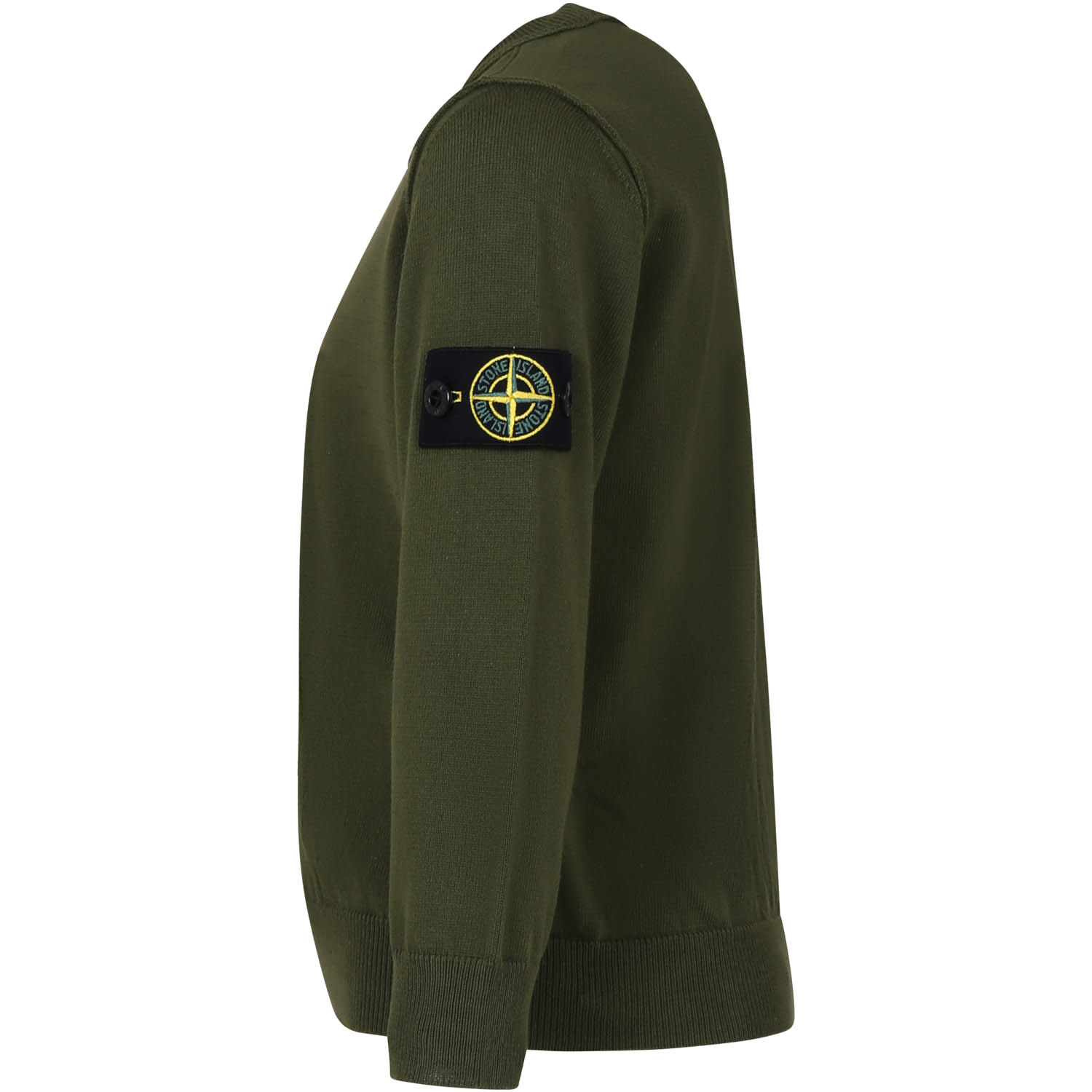 Shop Stone Island Junior Green Sweater For Baby Boy With Compass