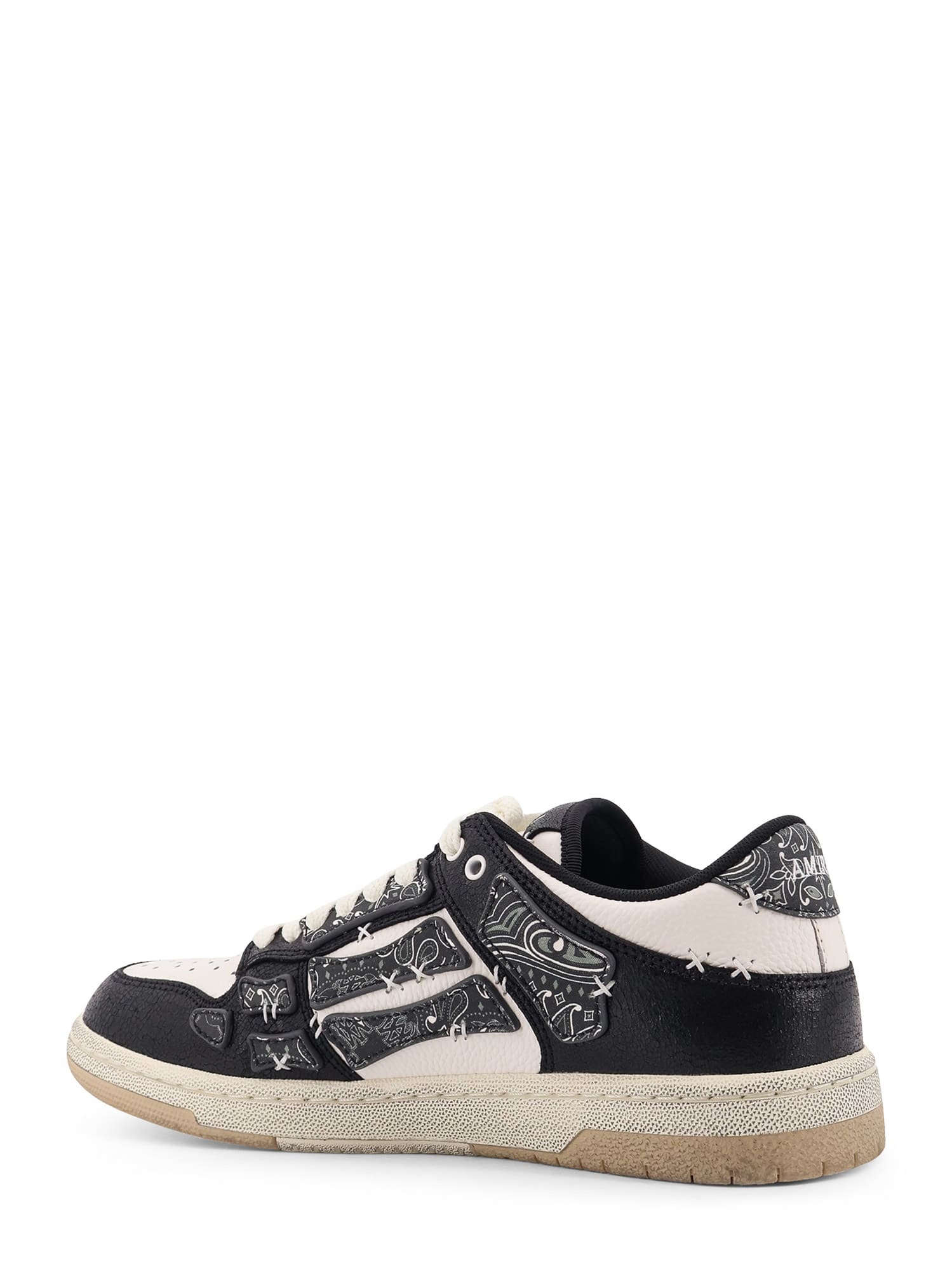 Amiri Skel Top Black Low Top Sneakers With Logo Patch On The Tongue And Logo Lettering On The Heel In Leat In Black