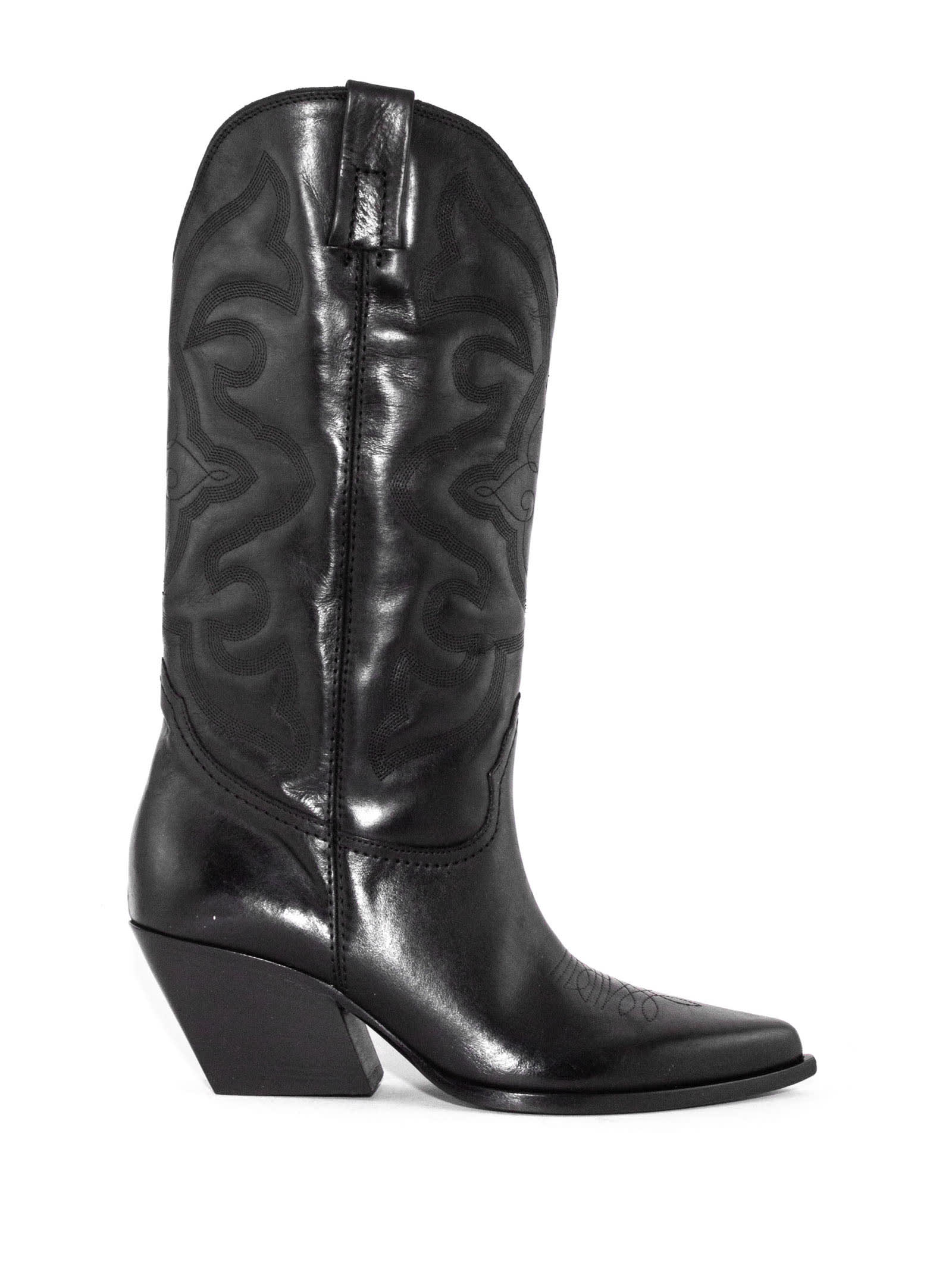 Black Leather Texan Boots