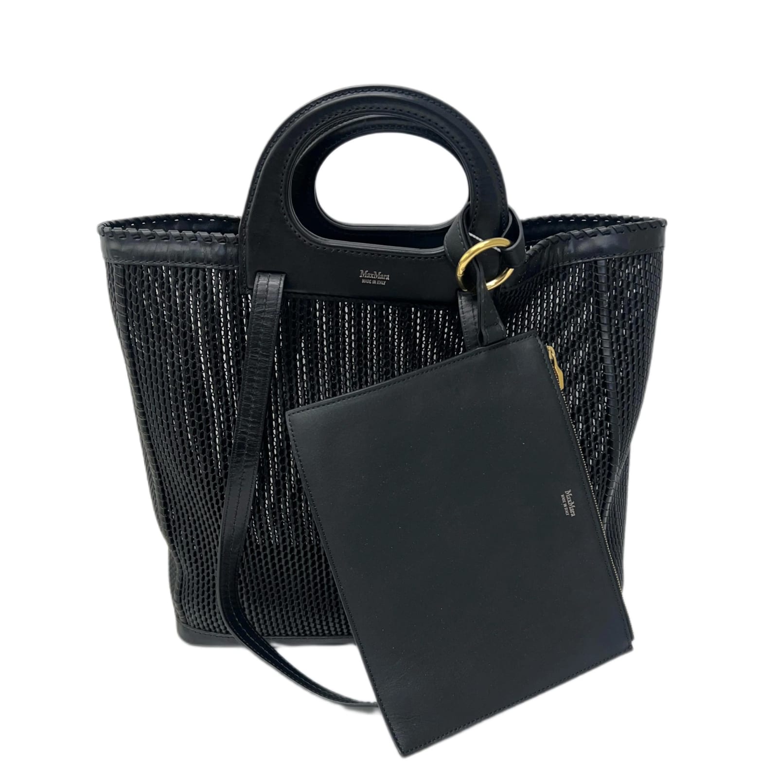 Max Mara Accessori Queen Leather Bag In Black