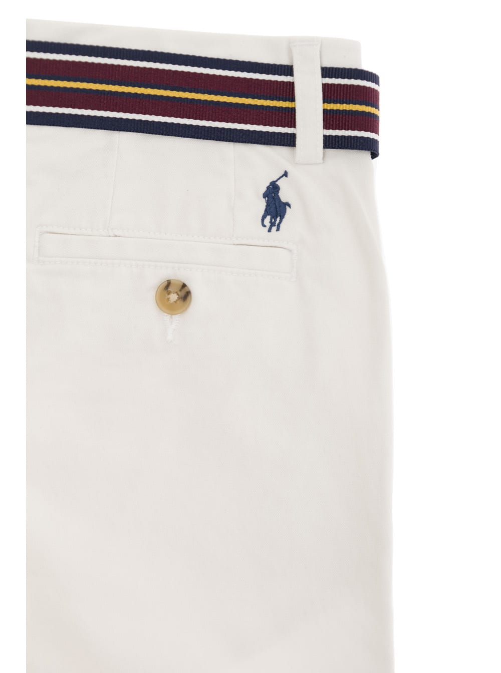 Shop Polo Ralph Lauren White  Kids Boys Blue Cotton Trousers With Belt
