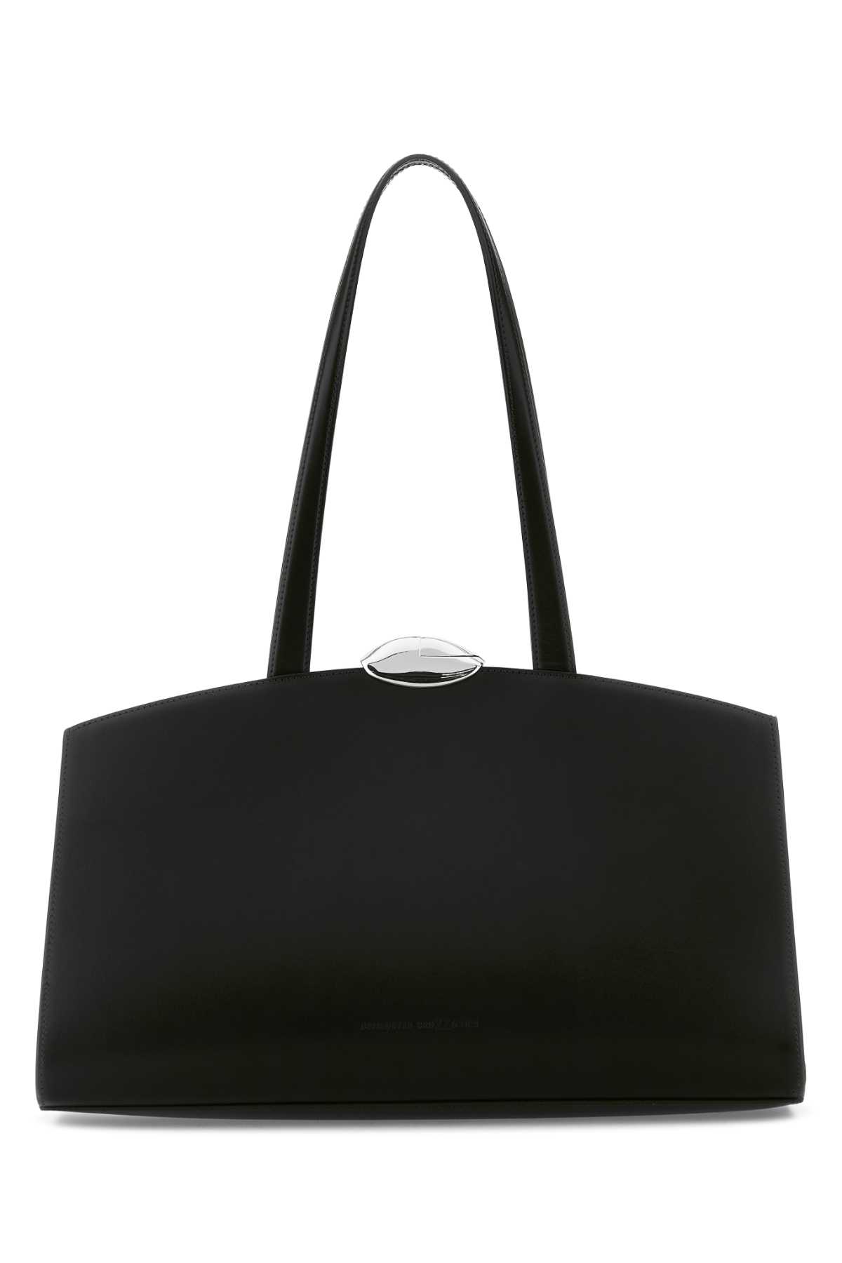 Benedetta Bruzziches Structured Leather Shopping Bag With Top Handle In Black