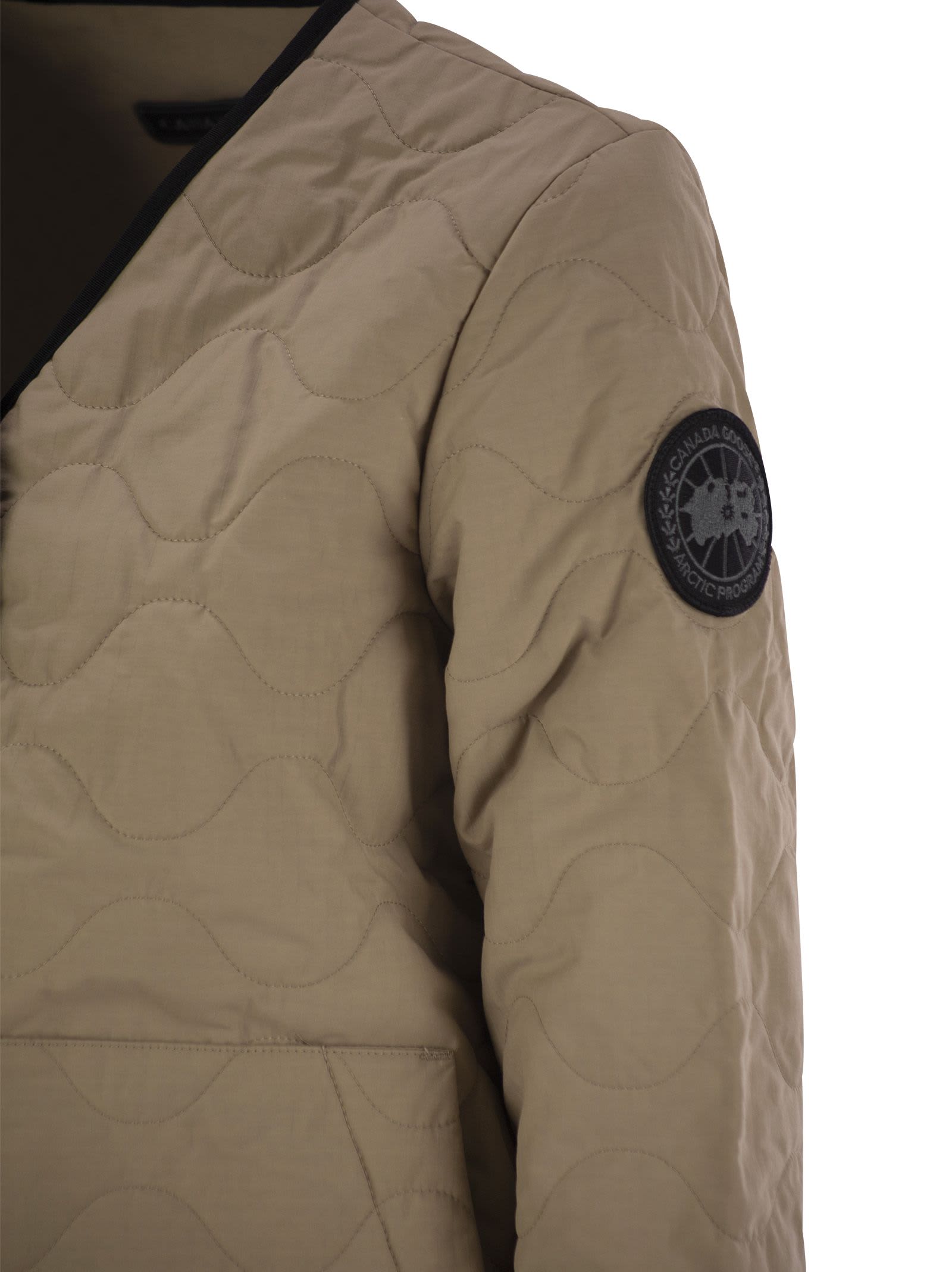 Shop Canada Goose Annex Liner - Reversible Jacket With Black Badge In Sand