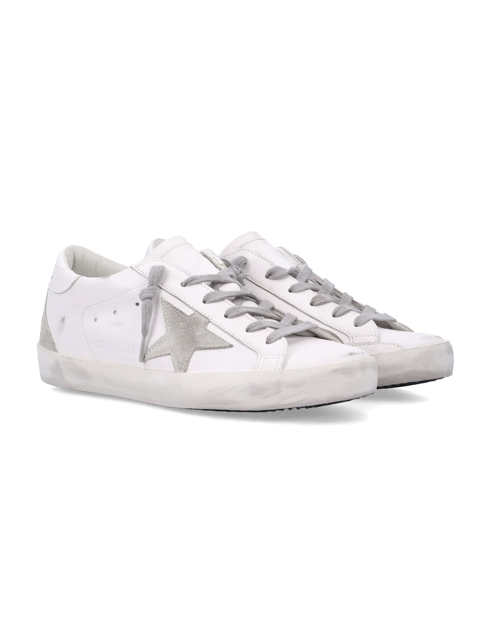 Golden Goose Super-star Bio White Womans Sneakers With Suede Star In White