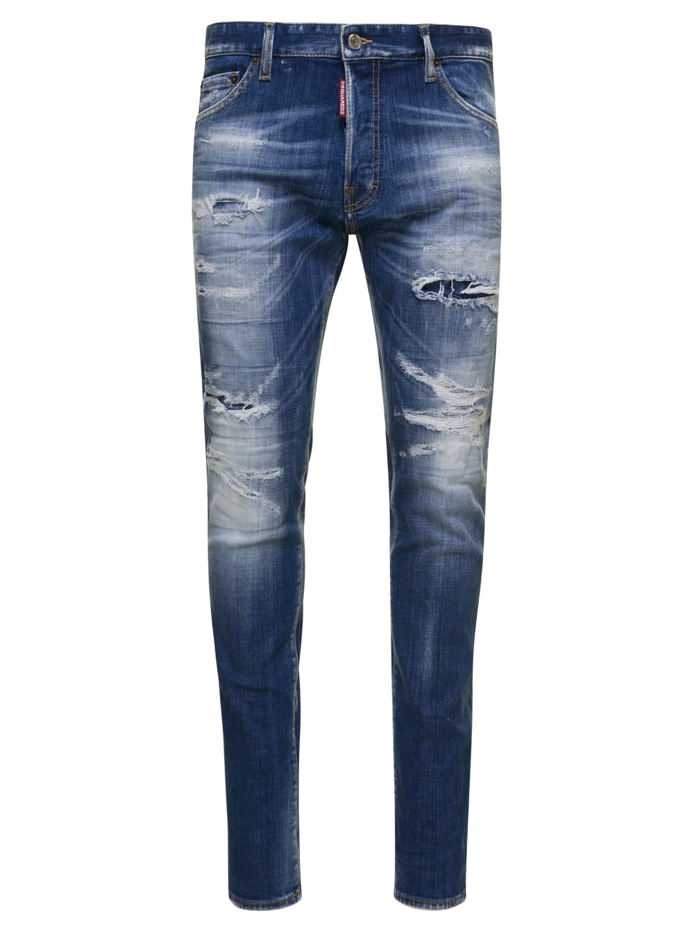 Dsquared2 cool Guy Light Blue Jeans With Used Wash And Destroyed Details In Stretch Cotton Denim Man Dsquared2