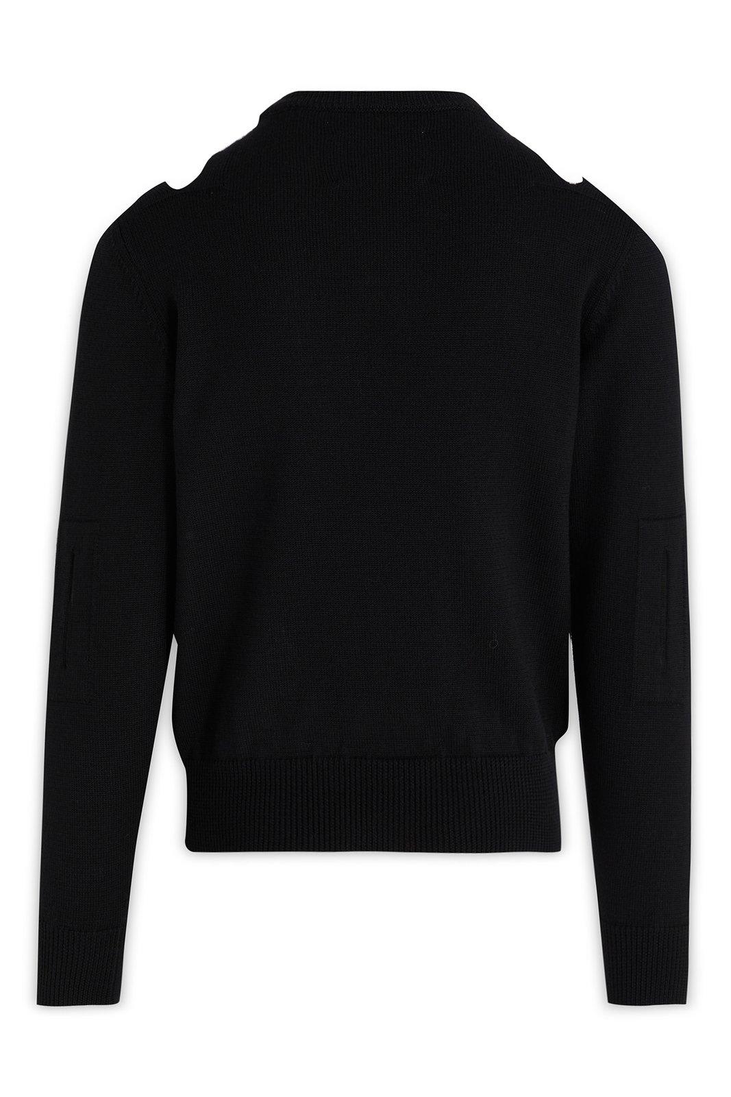 Shop Jil Sander Cut-out Detailed Crewneck Jumper In Black