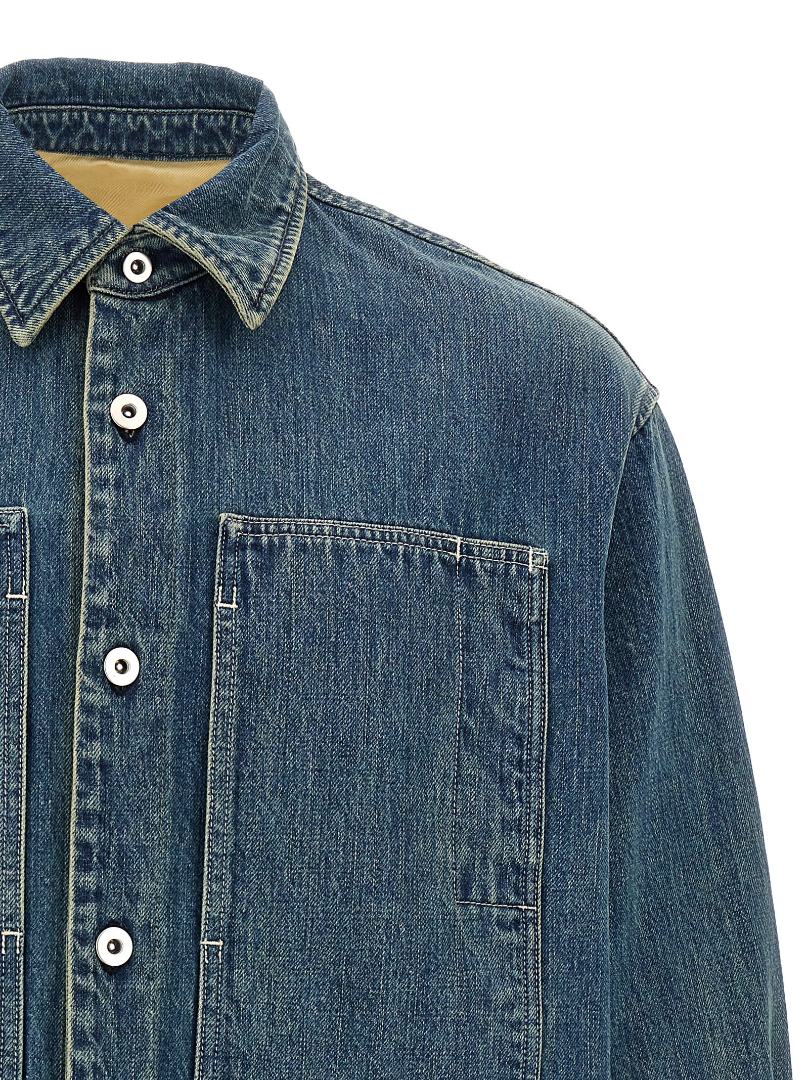 Jil Sander Denim Jacket Featuring Chest Pocket And Contrast Stitching In 420