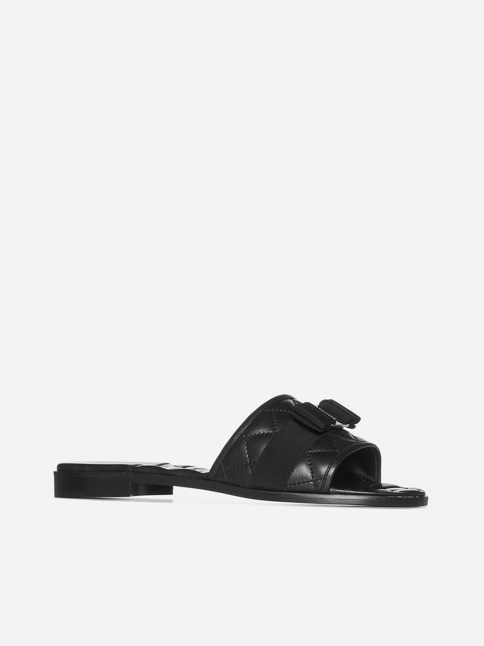 Shop Ferragamo Love Cq Quilted Leather Flat Sandals