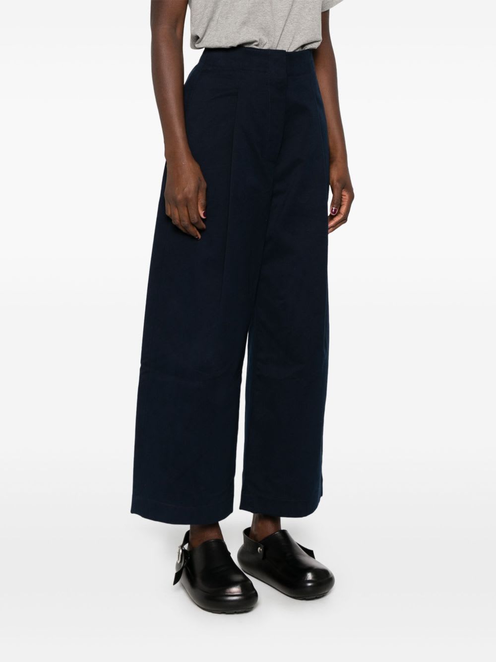 Studio Nicholson Wide Leg Cotton Trousers In Blue