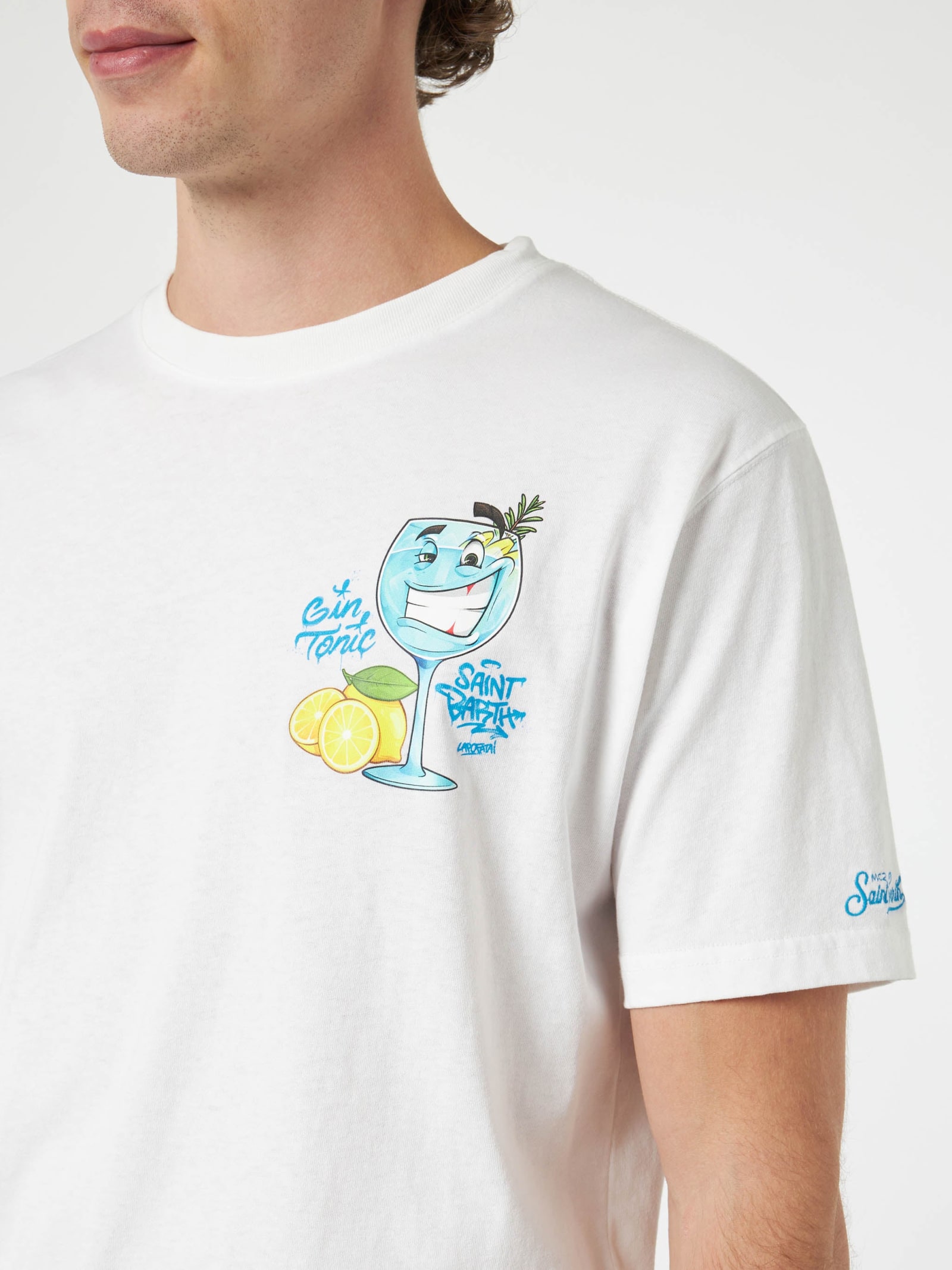 Mc2 Saint Barth Cotton Classic T-shirt Cpt Gin Tonic T-shirt In White