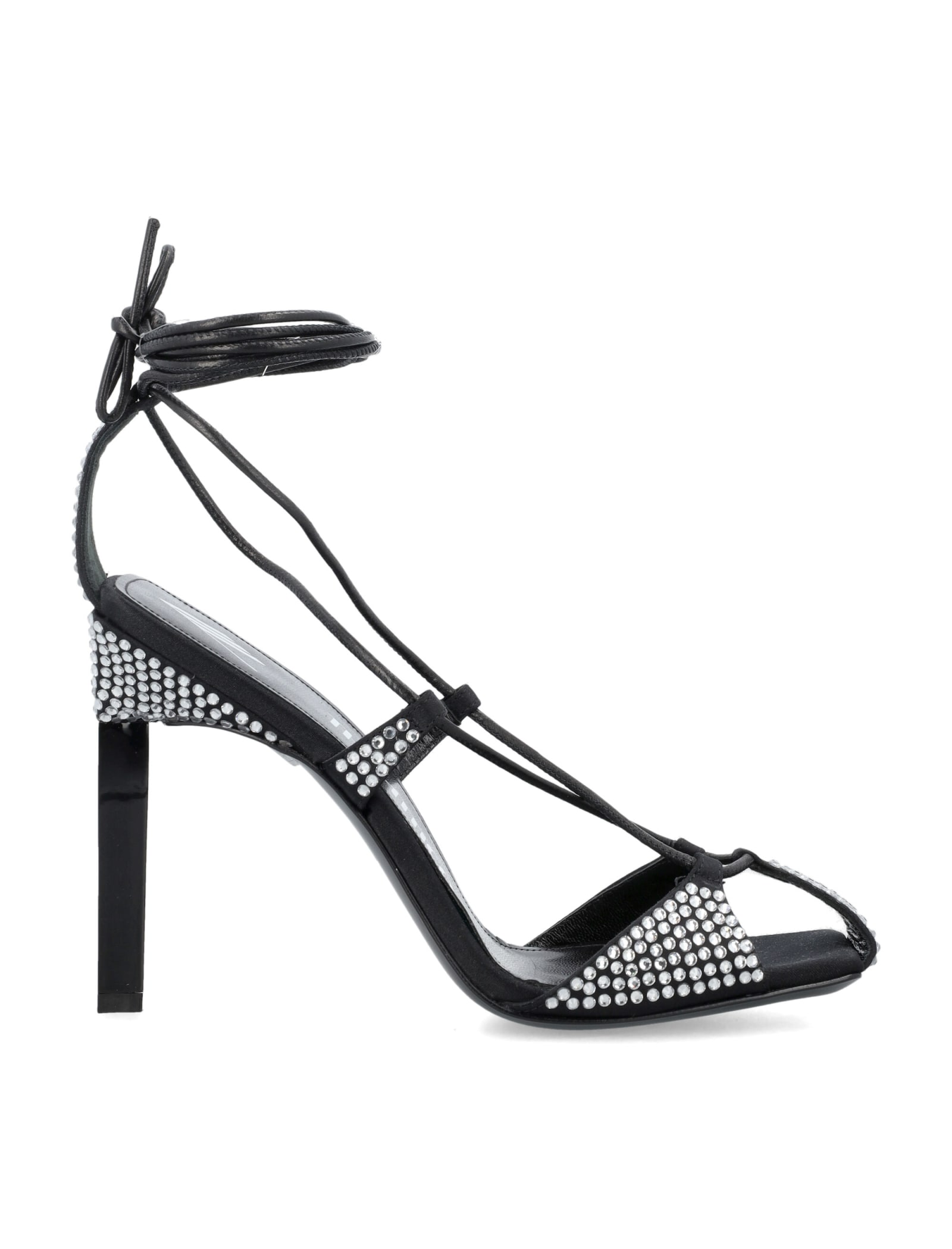 The Attico Adele Silver Strass Lace-up Sandal