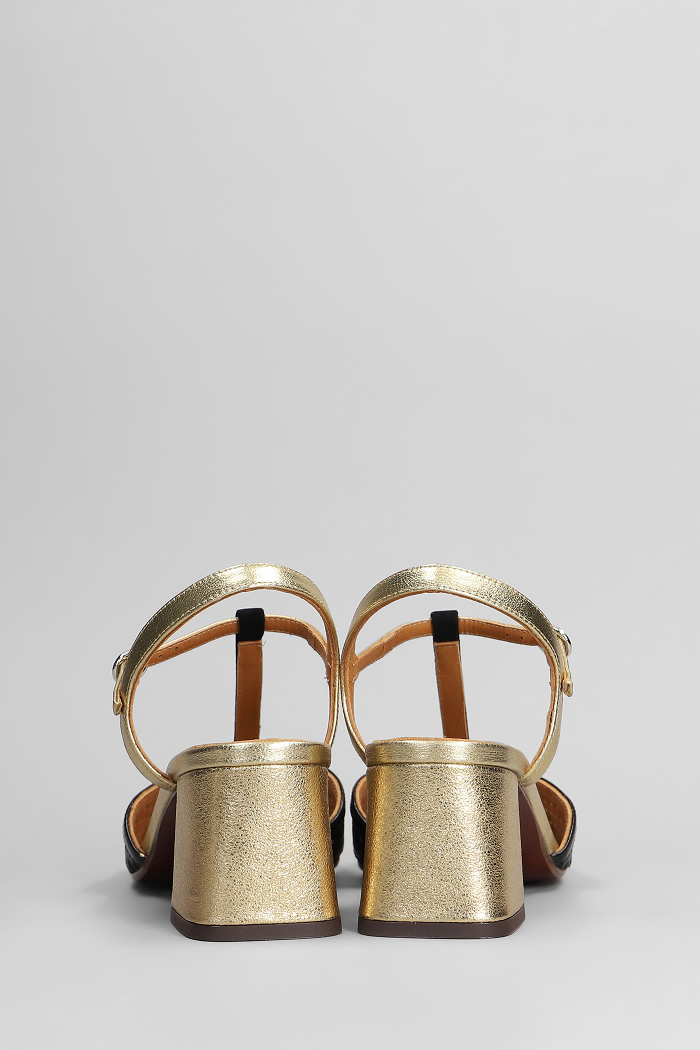 Chie Mihara Sandals In Black Leather And Fabric In Black