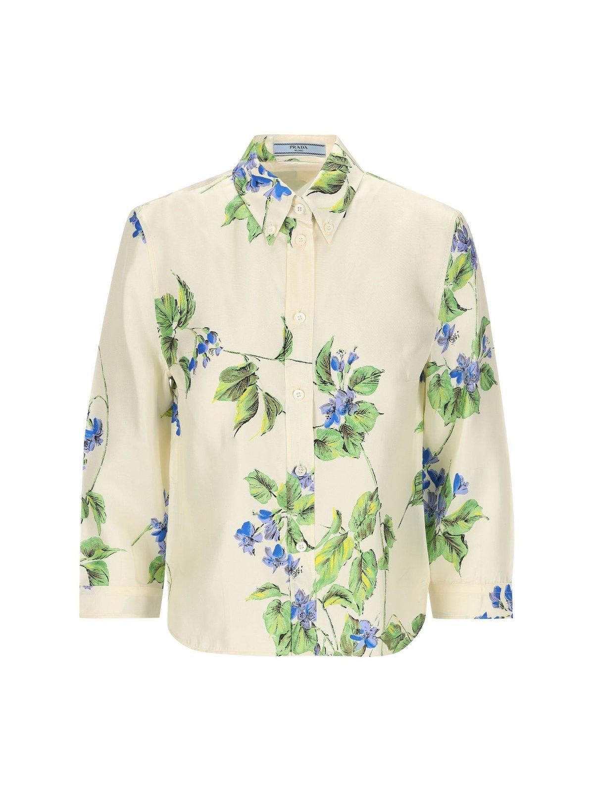 Shop Prada Floral-printed Button-up Shirt