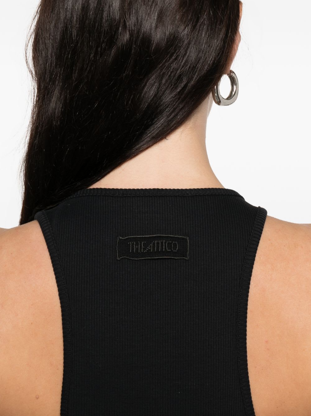 Attico Feathered Mini Dress In Black