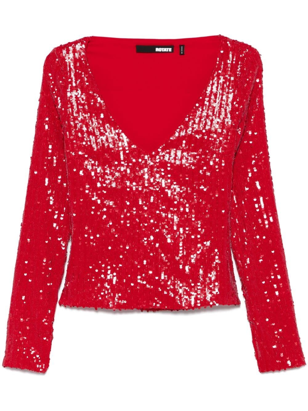 Sequins Ls V-neck Top