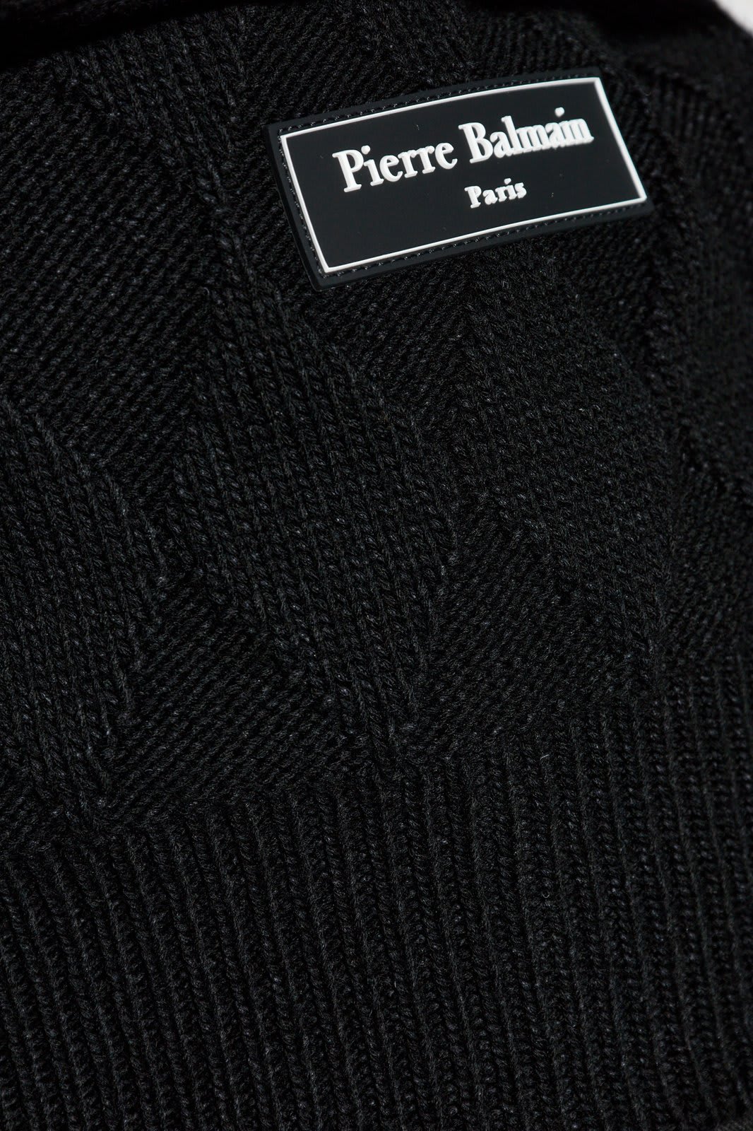 Shop Balmain Diamond Pattern Knit Sweater In Nero