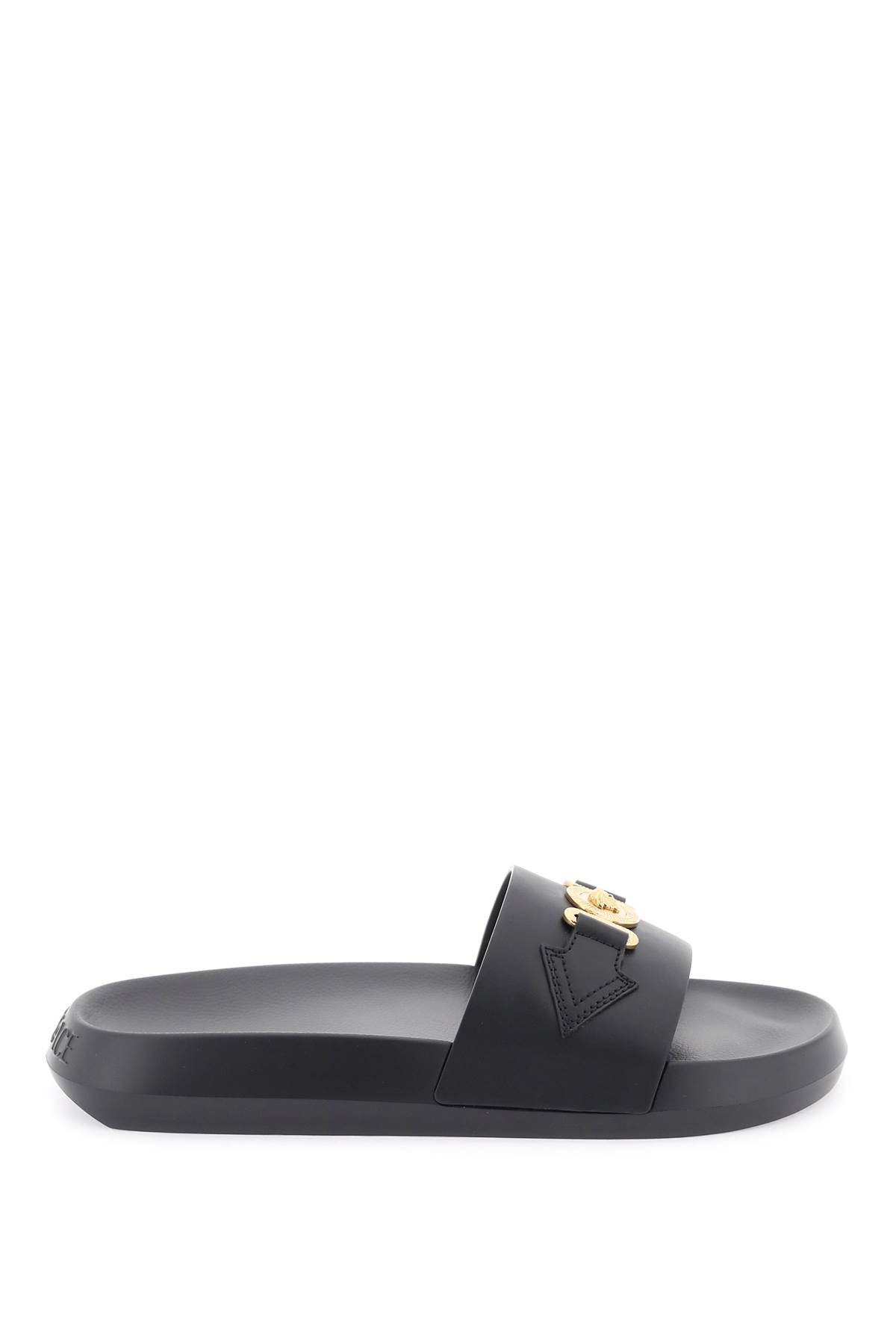 Shop Versace Medusa Biggie Slides In Black  Gold (black)