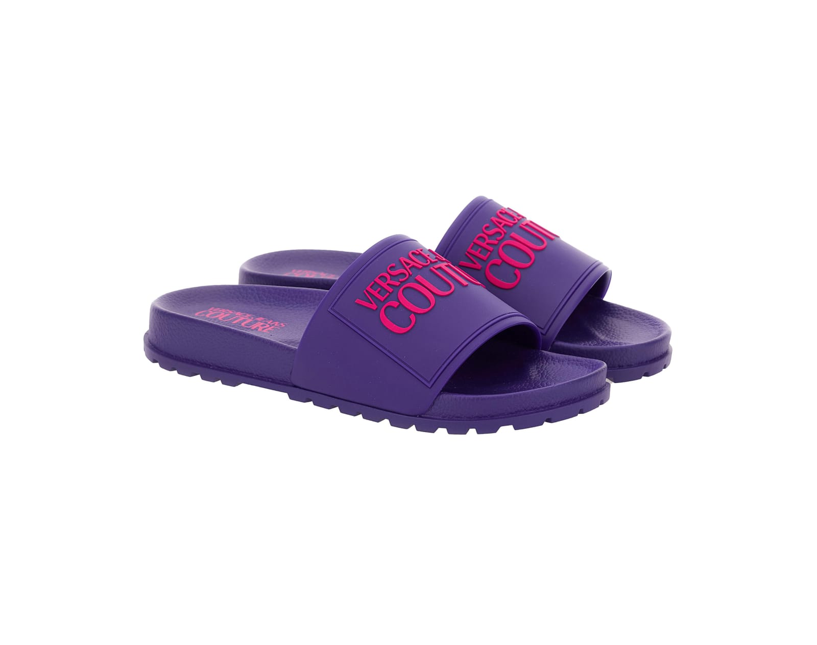 Versace Jeans Couture Purple Fondo Slides In Violet