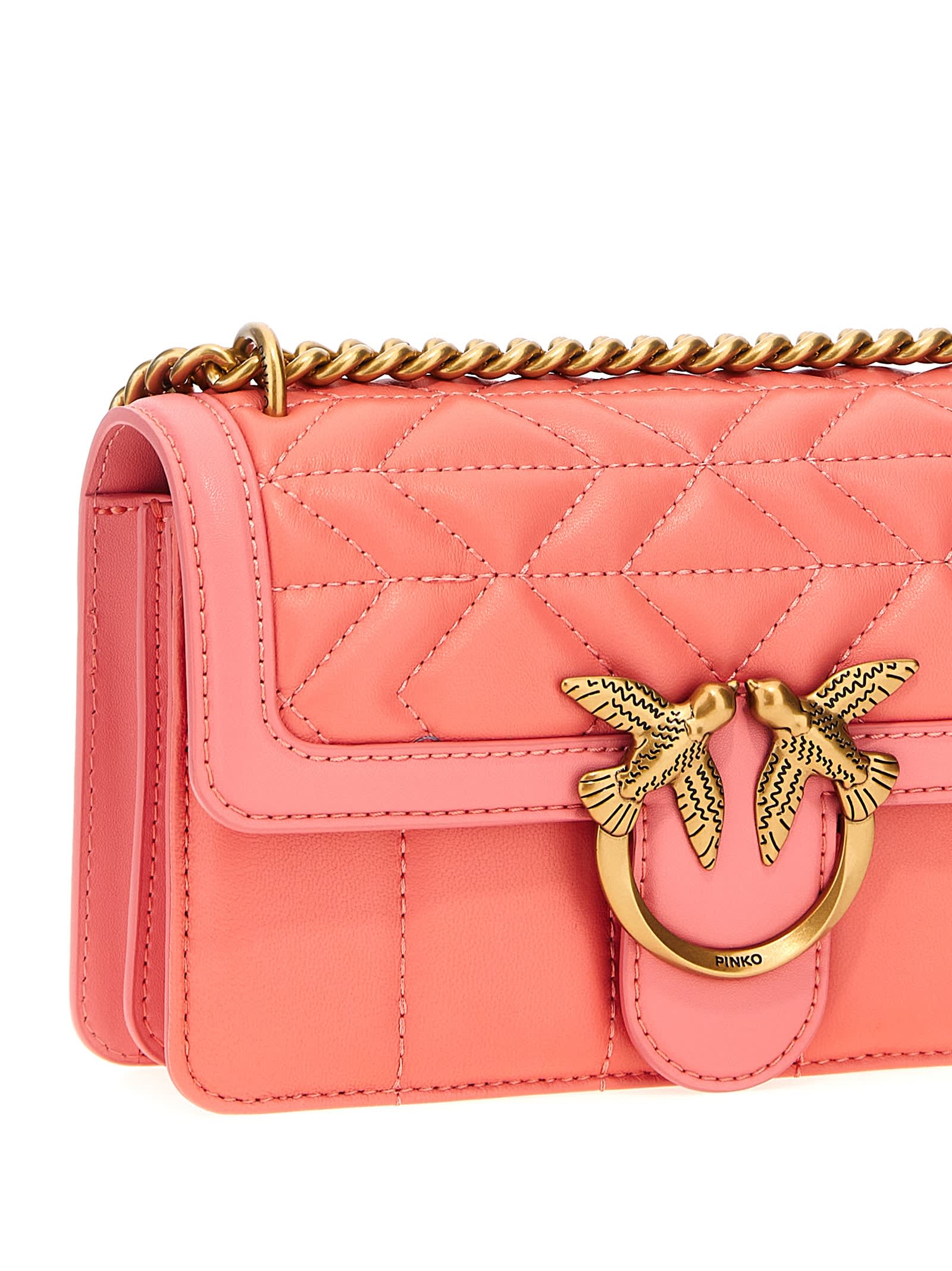 Shop Pinko Love One Mini Crossbody Bag In Pink