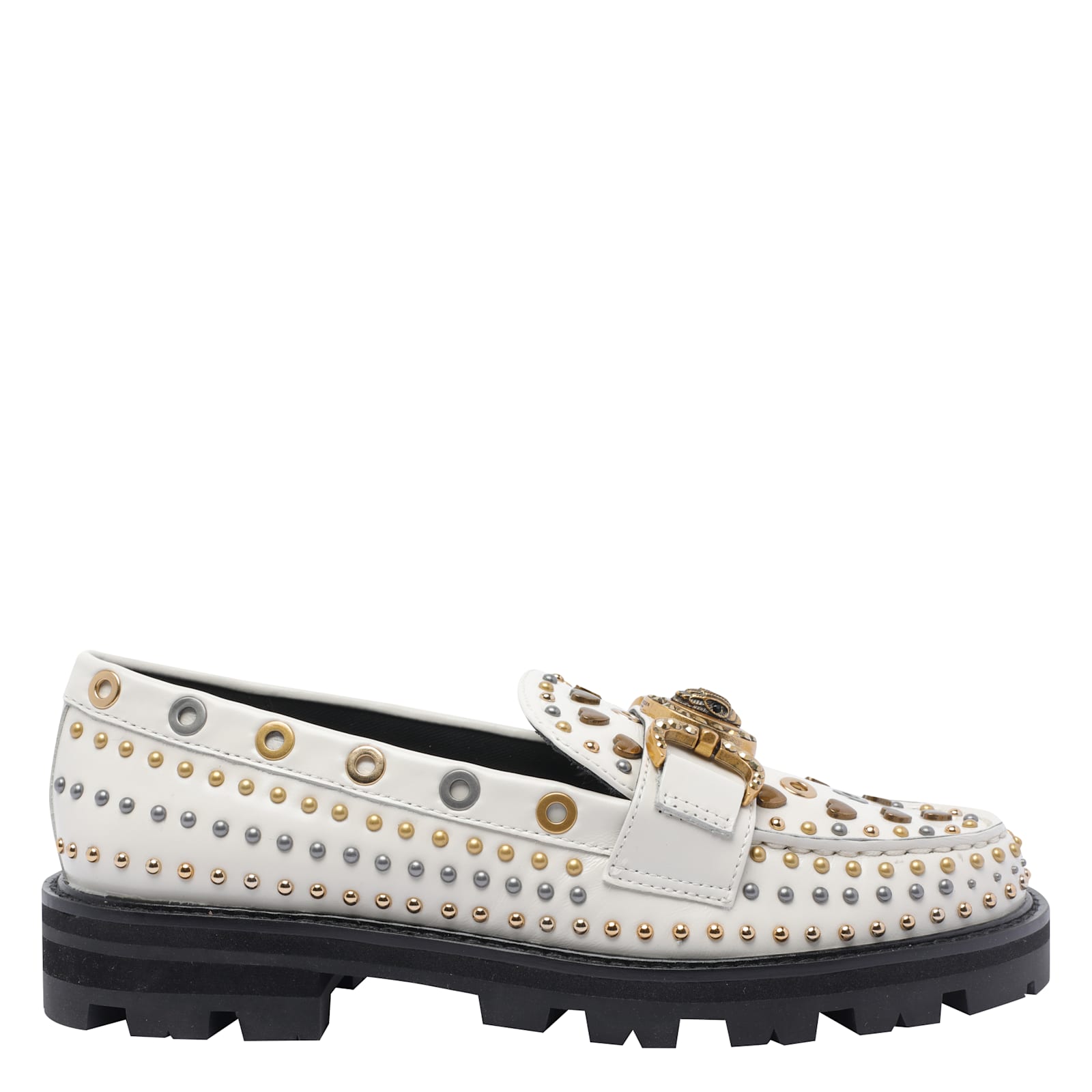 Kurt Geiger Mansion Stud Embellished Loafers In White
