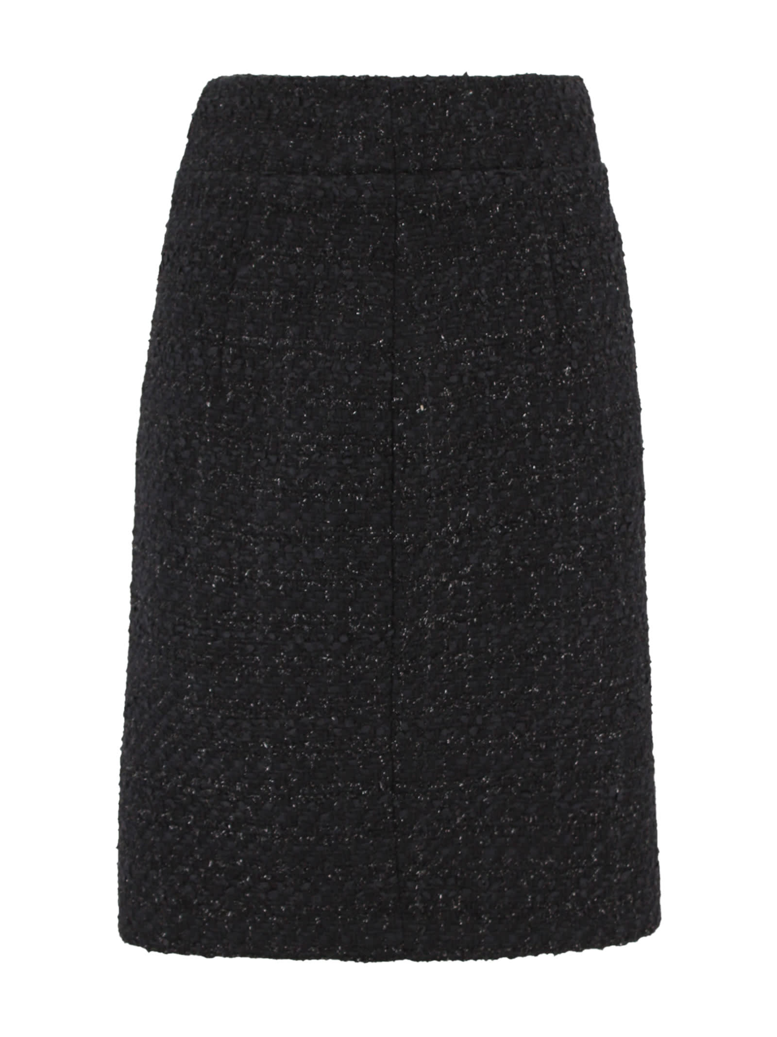 Tagliatore Black Tweed Pencil Skirt With Lurex Yarn. In Black
