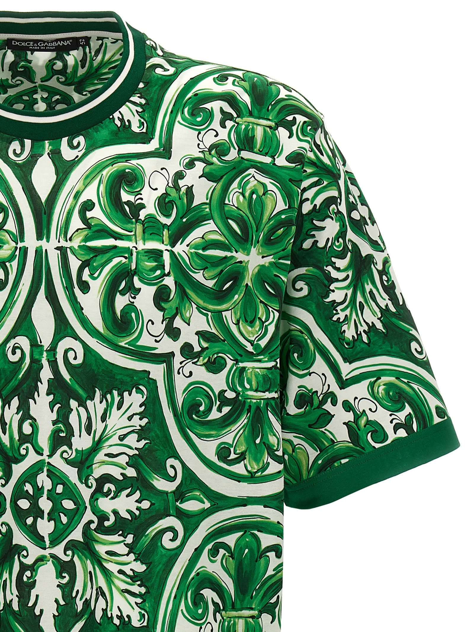 Shop Dolce & Gabbana Maiolica T-shirt In Green