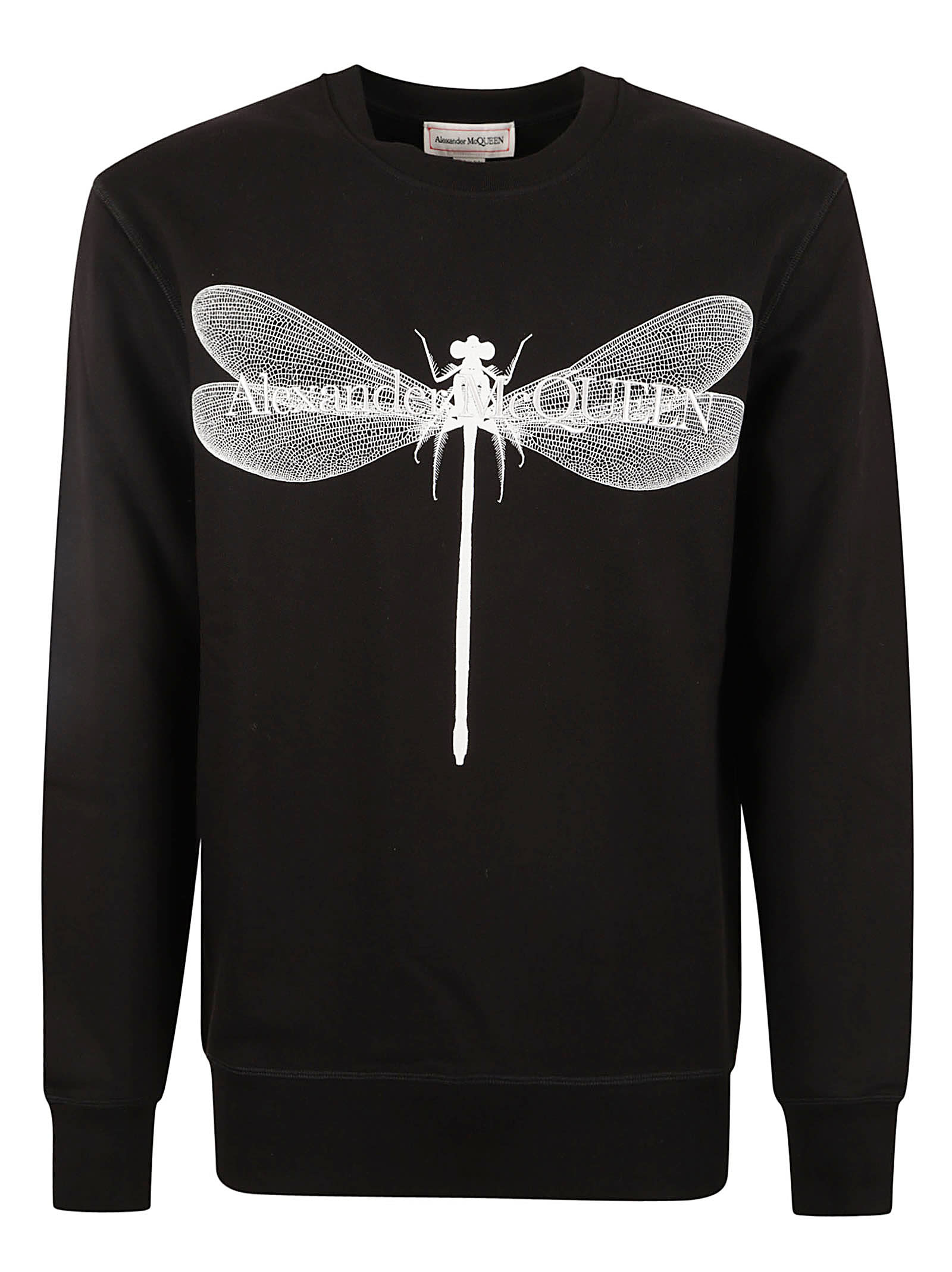 Shop Alexander Mcqueen Dragonfly Logo Sweatshirt In Black/white