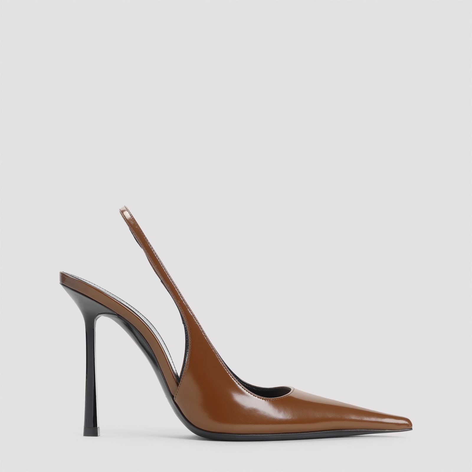 Saint Laurent 110mm Vendome Slingback Pointed-toe Pumps In Brown