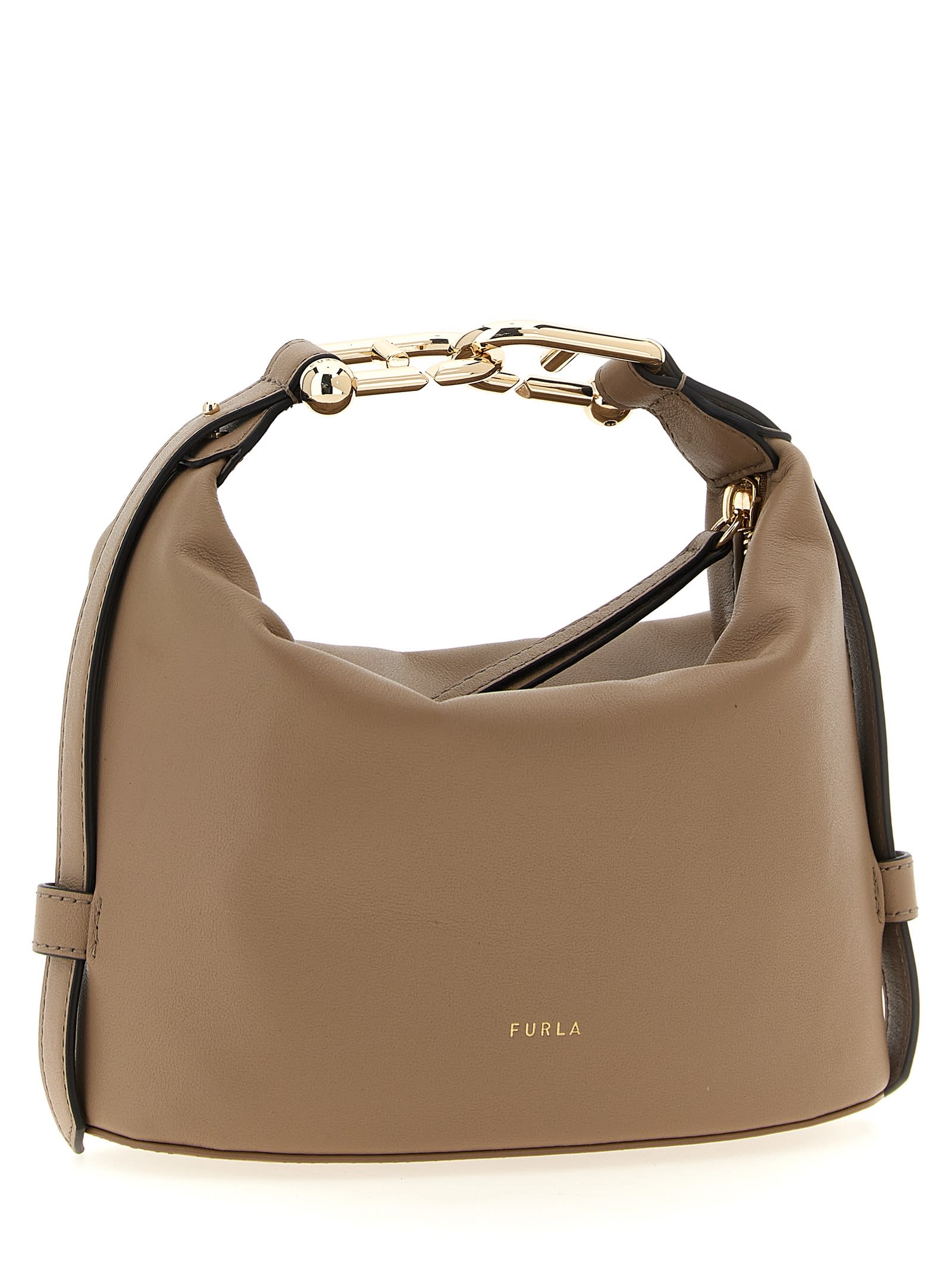 Furla Nuvola Mini Leather Handbag In Sand