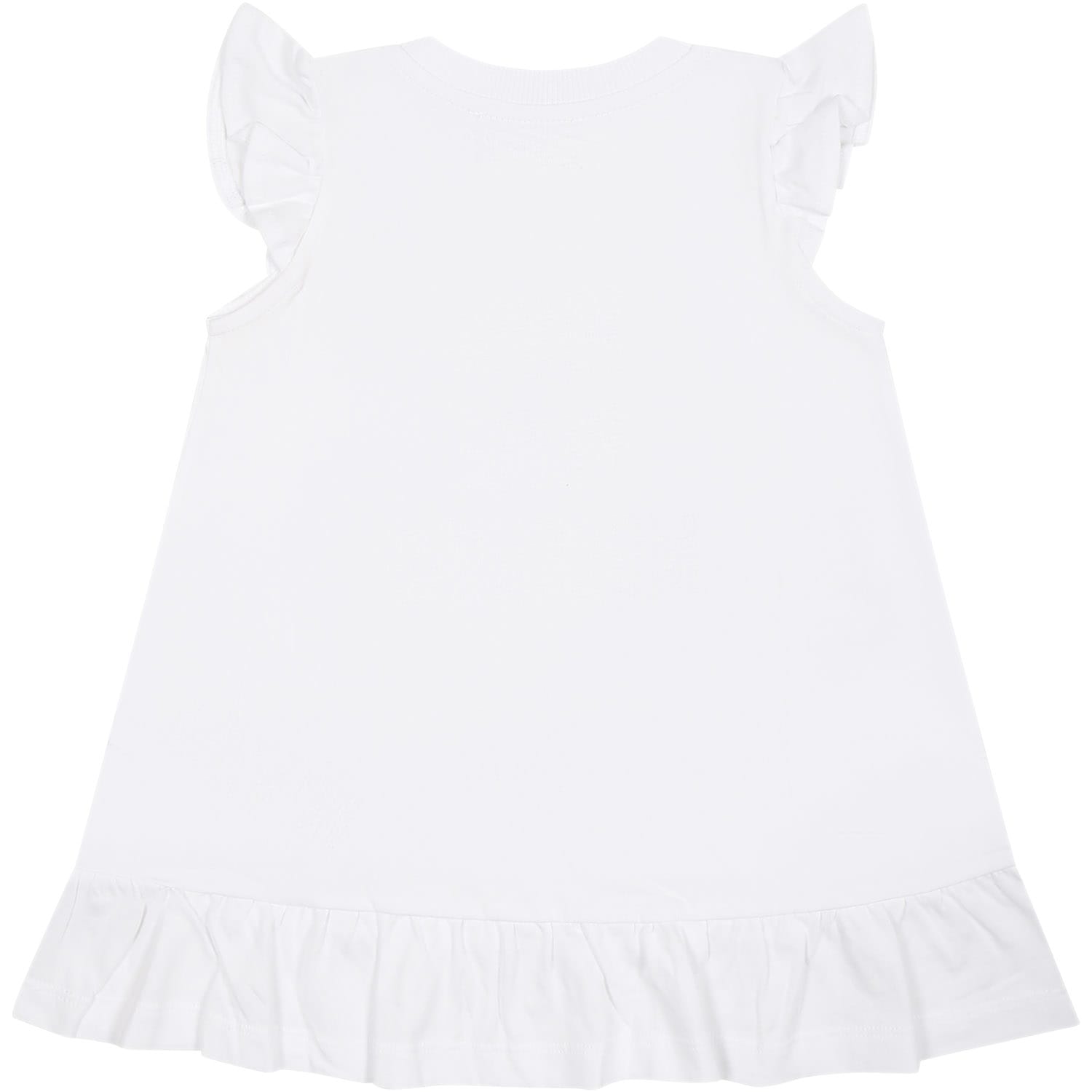 Shop Moschino White Dress For Baby Girl With Black Print