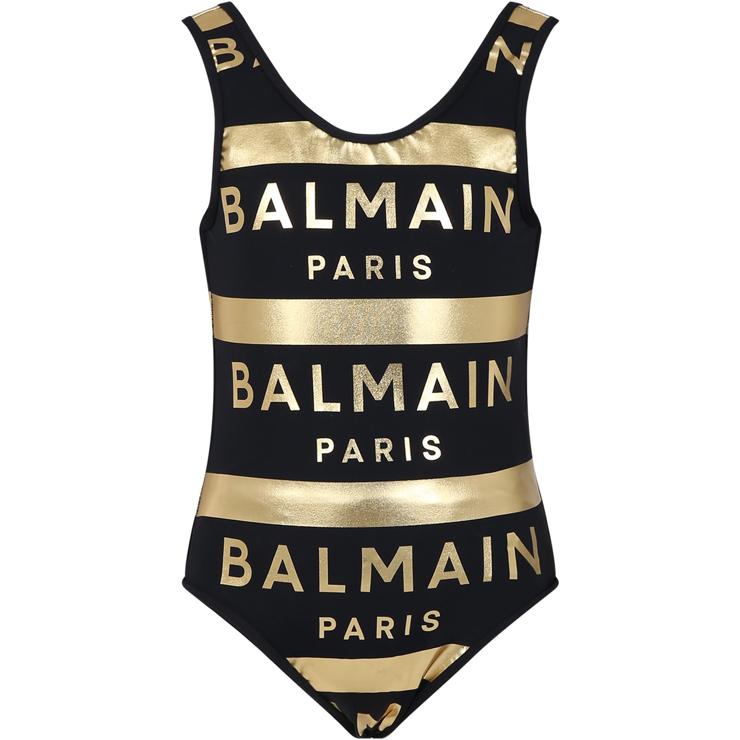 Balmain Kids' Black Swimsuit For Girl With Logo