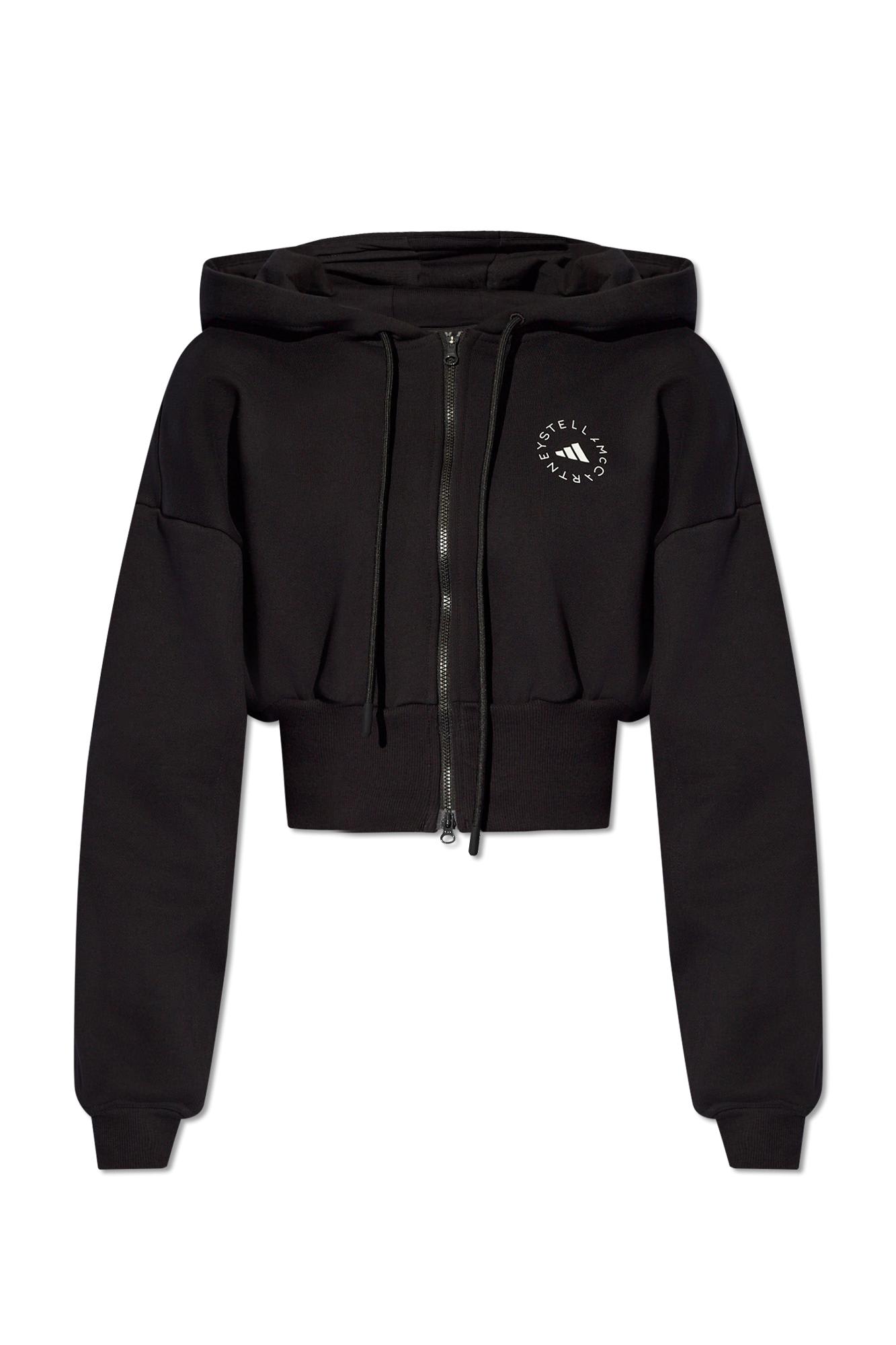 Adidas By Stella Mccartney Cropped Hoodie With Logo In Black