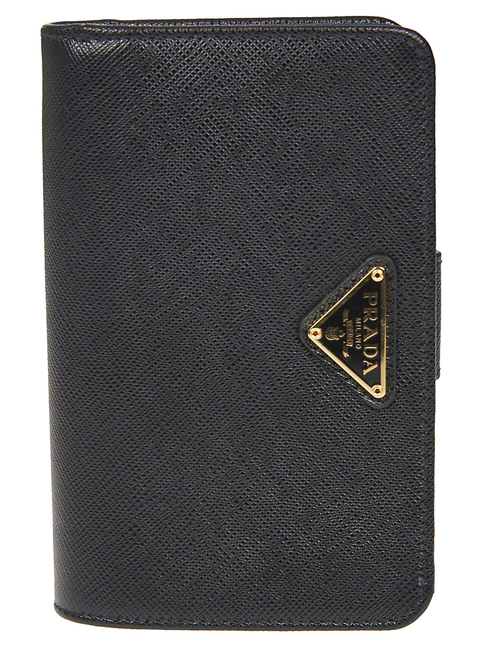 Prada Logo Plain Wallet In Black