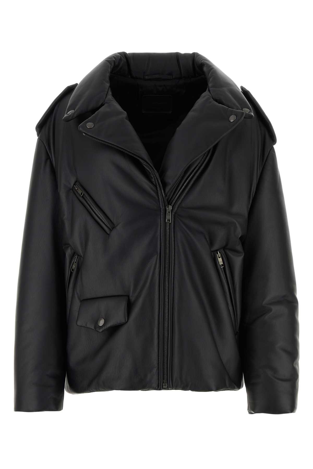 Black Nappa Leather Padded Jacket