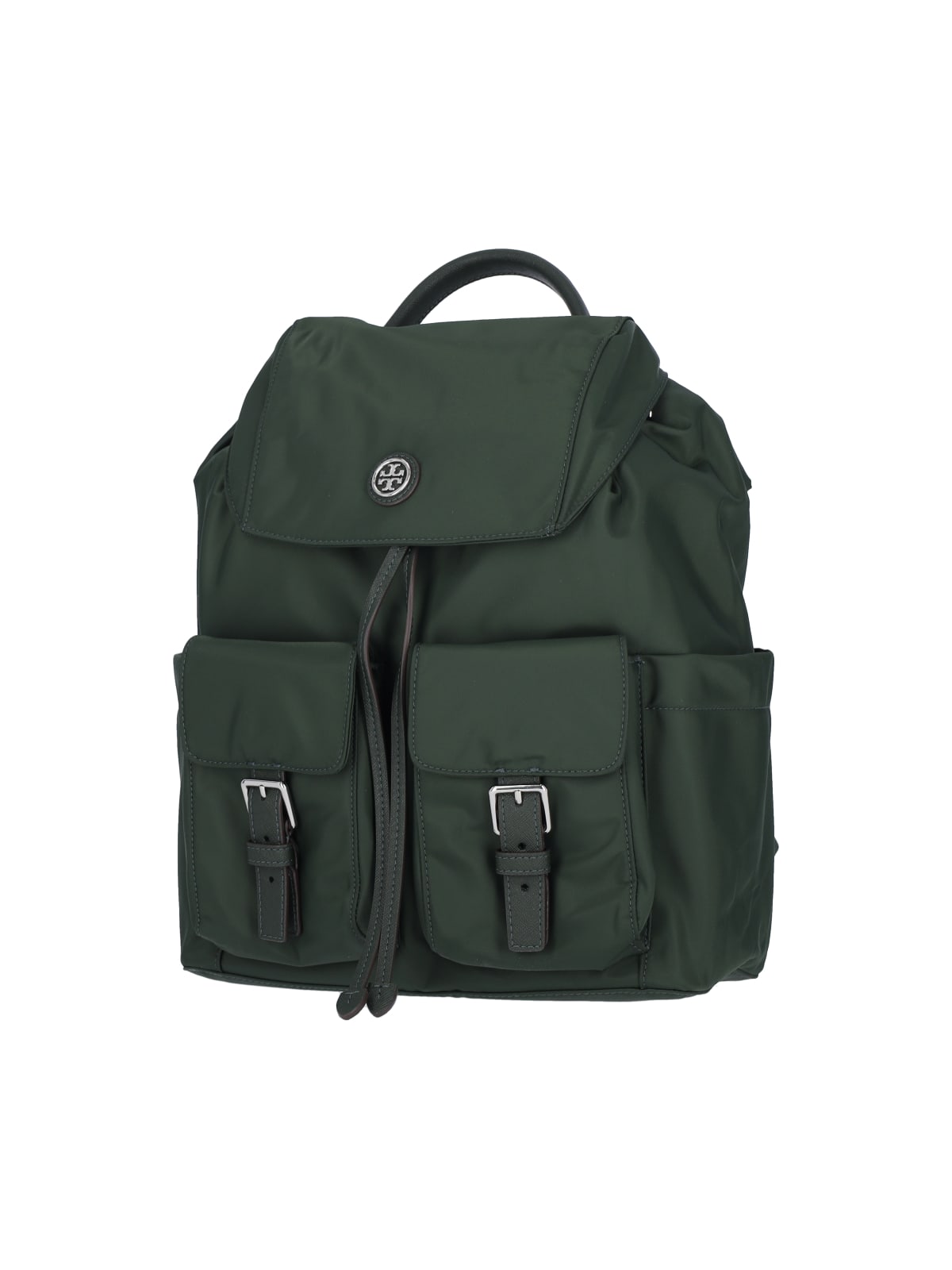 Shop Tory Burch Large Logo Backpack In Verde