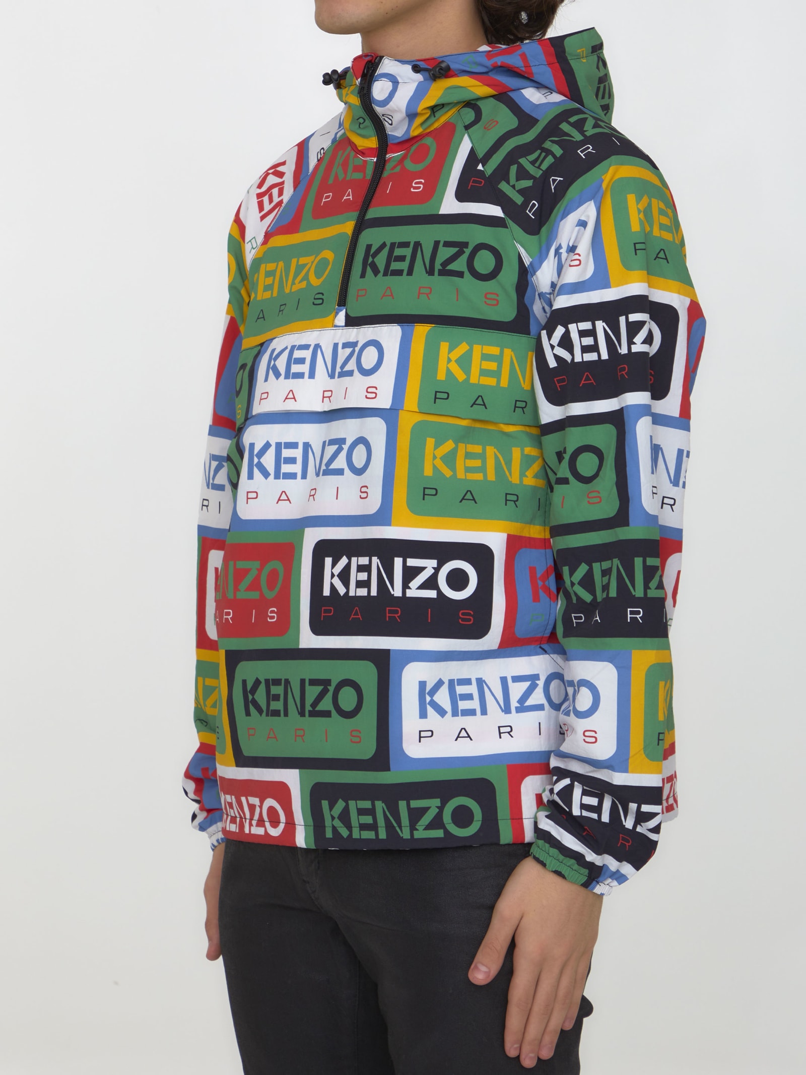 Shop Kenzo Labels Windbreaker In Multicolor