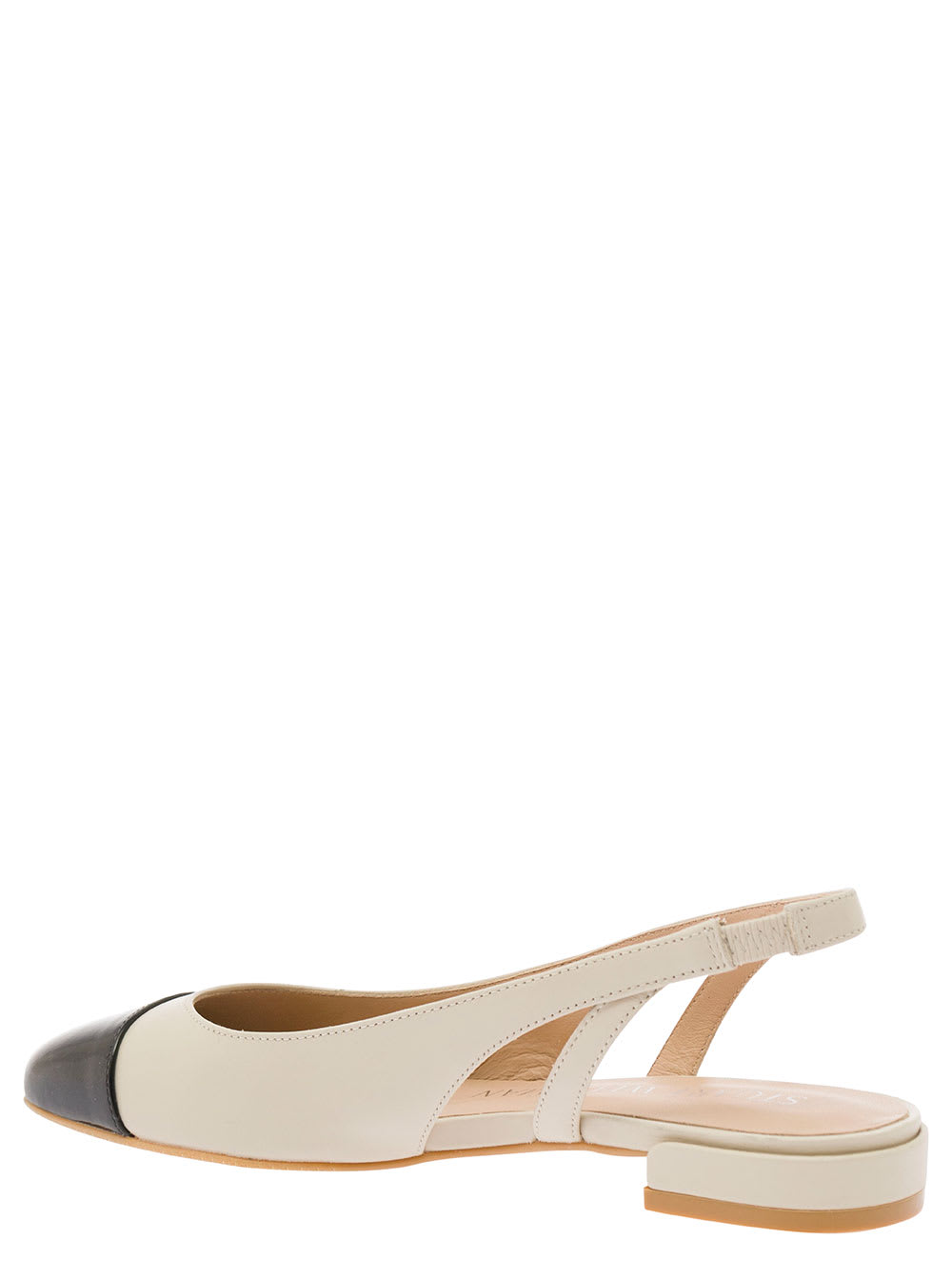 Shop Stuart Weitzman White Slingback With Contrasting Toe In Smooth Leather Woman